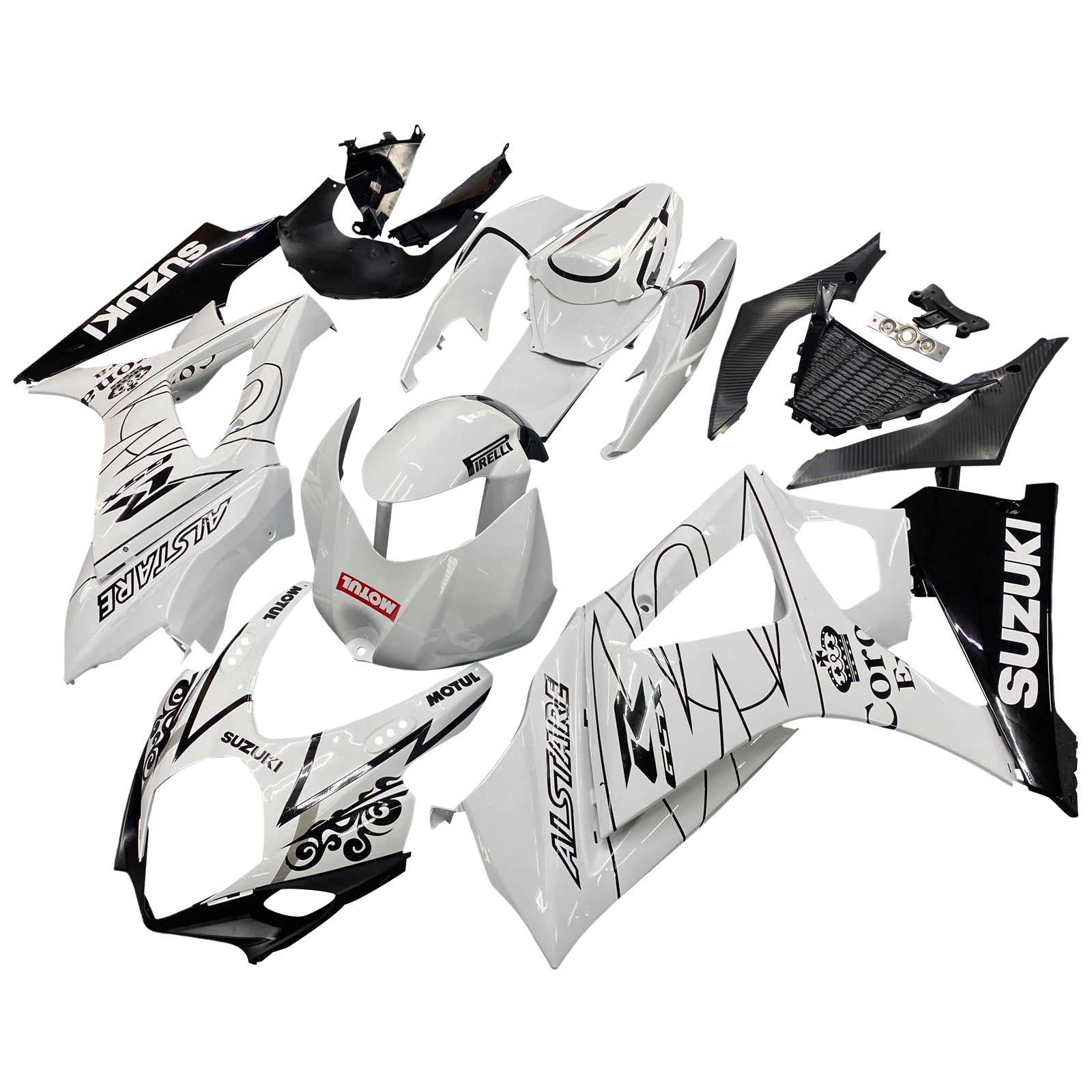 Amotopart 2007-2008 Suzuki GSXR1000 Fairing White&Black Line Kit