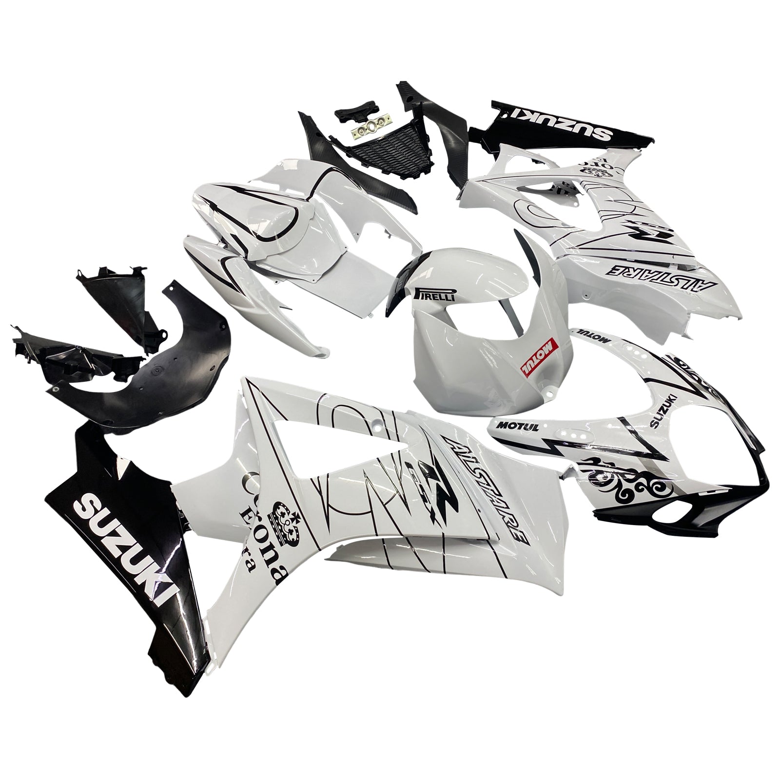 Amotopart 2007-2008 Suzuki GSXR1000 Fairing White&Black Line Kit