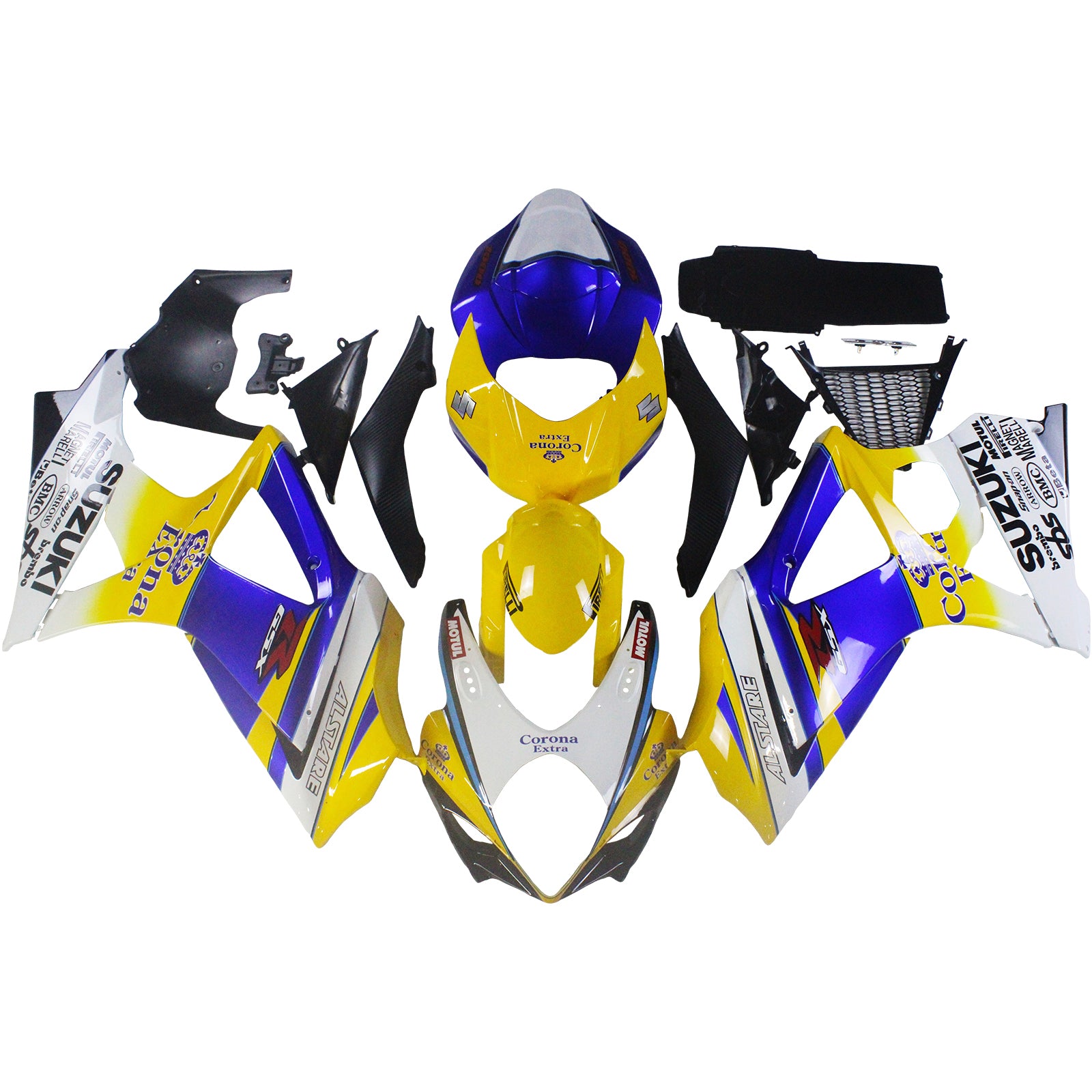 Amotopart 2007-2008 Suzuki GSXR1000 Kit de carenado azul claro y amarillo