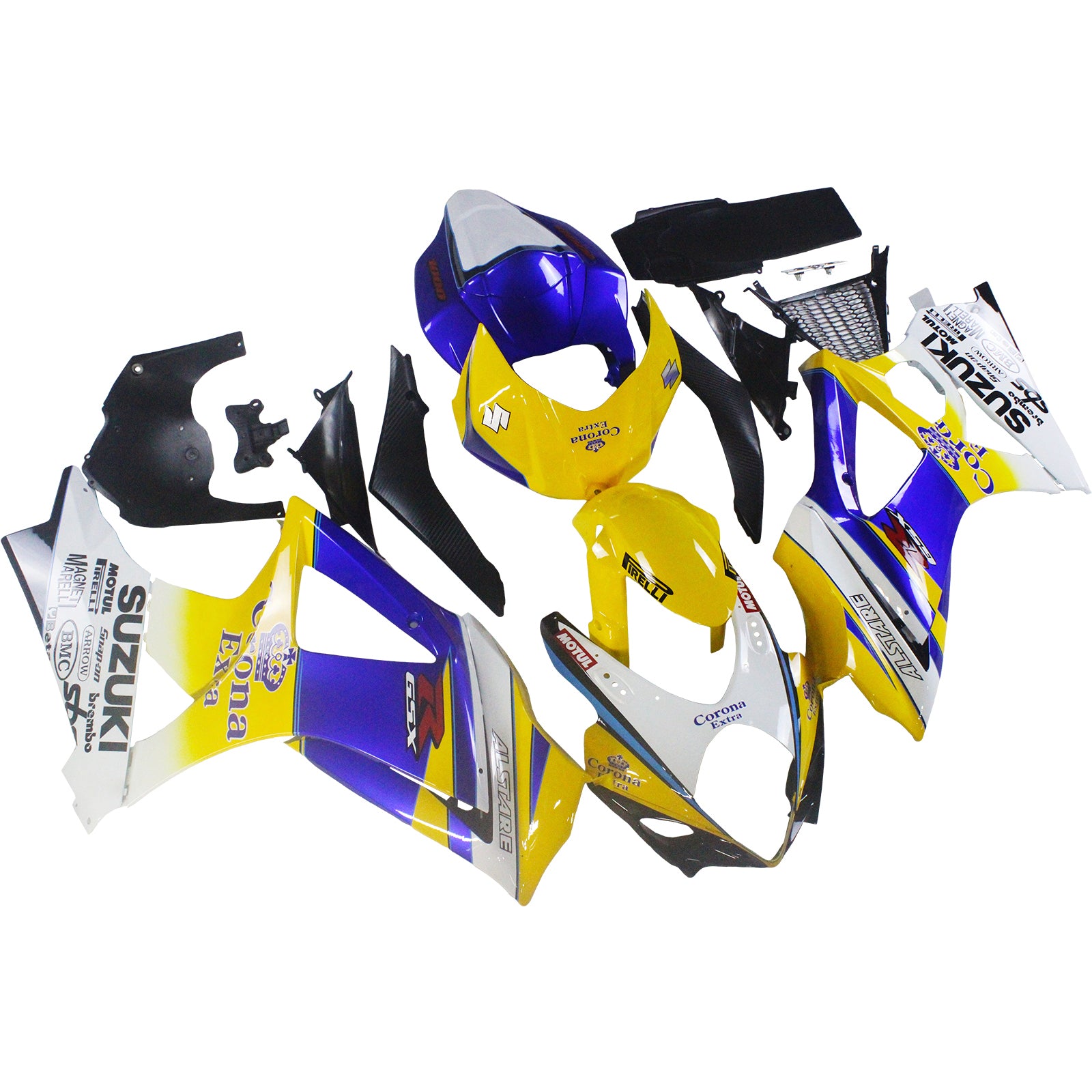 Amotopart 2007-2008 Suzuki GSXR1000 Kit de carénage bleu clair et jaune