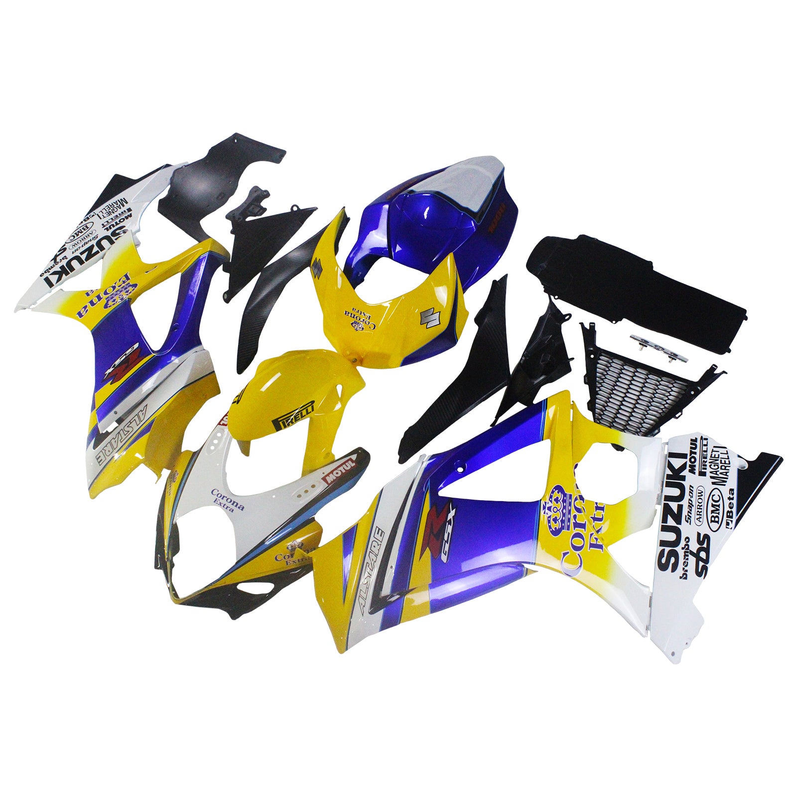 Amotopart 2007-2008 Suzuki GSXR1000 Kit de carénage bleu clair et jaune