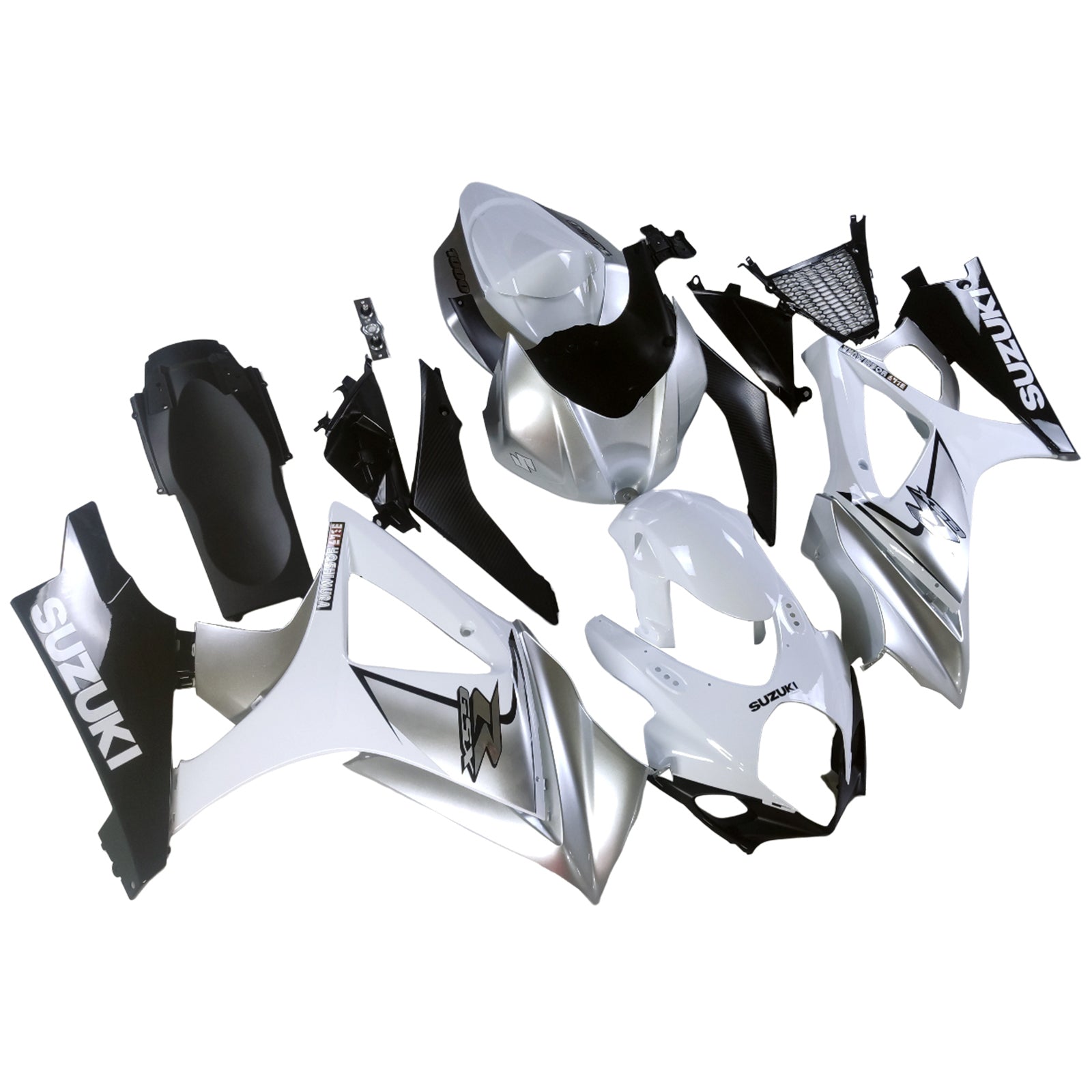 Amotopart 2007-2008 Suzuki GSXR1000 White Silver Fairing Kit