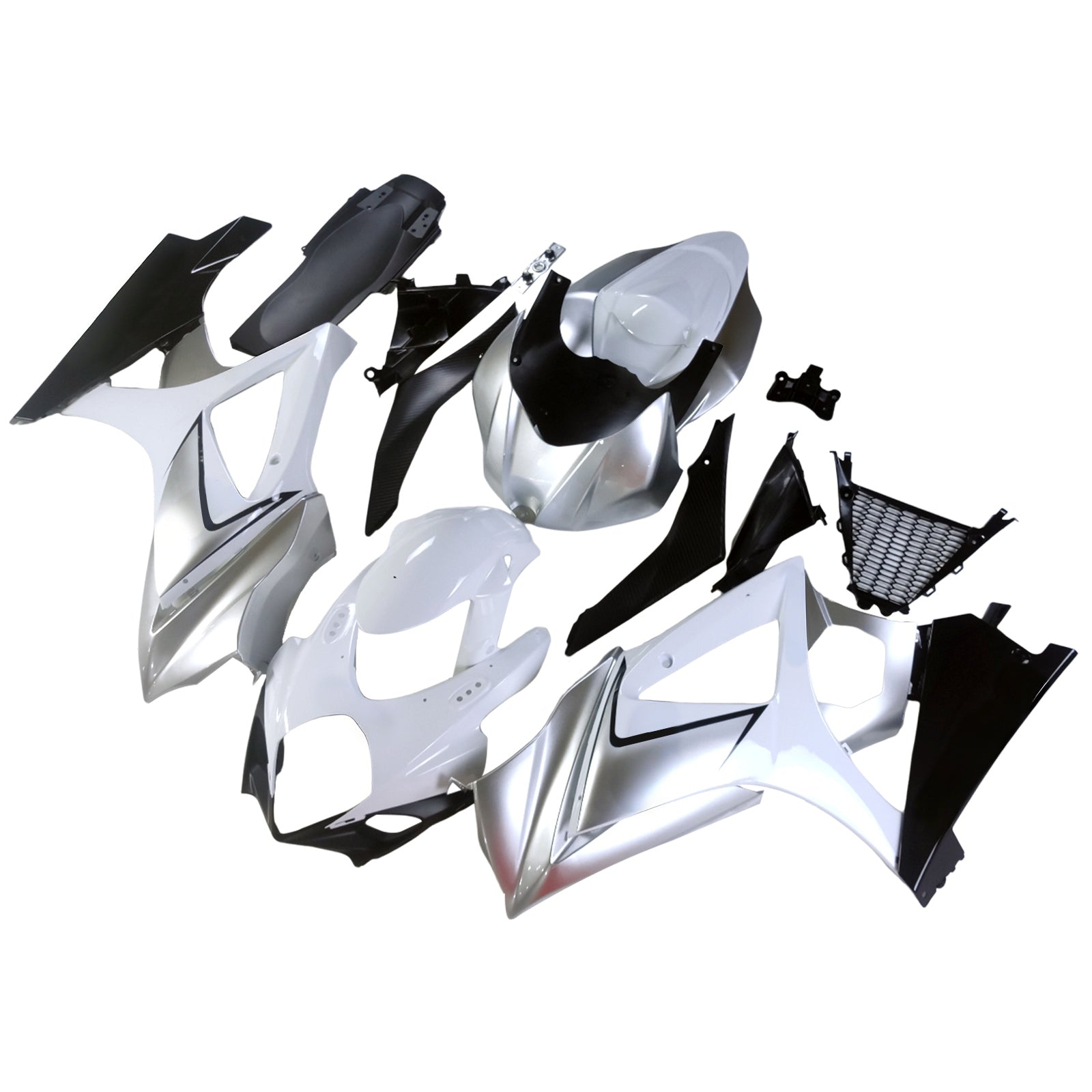 Amotopart 2007-2008 Suzuki GSXR1000 Silver Black Fairing Kit