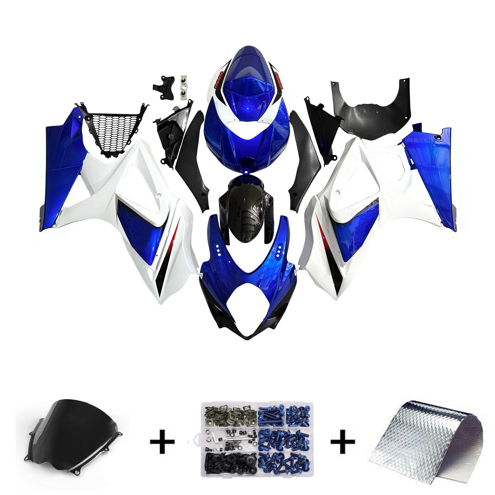 Amotopart 2007-2008 Suzuki GSXR1000 Blue White Black Fairing Kit