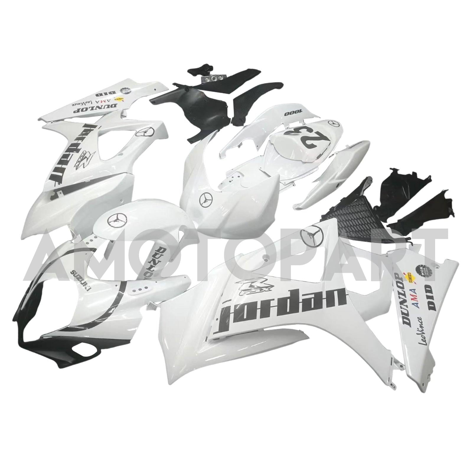 Amotopart 2007-2008 Suzuki GSXR1000 White Black Fairing Kit
