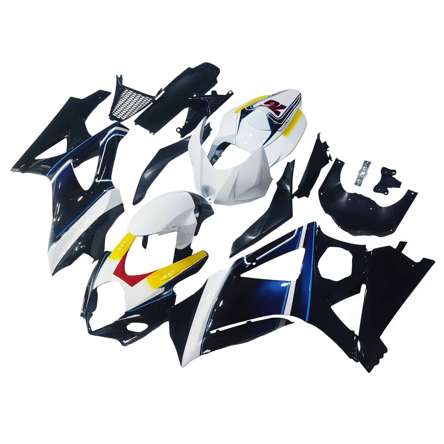 Amotopart 2007-2008 Suzuki GSXR1000 Black White Yellow Fairing Kit