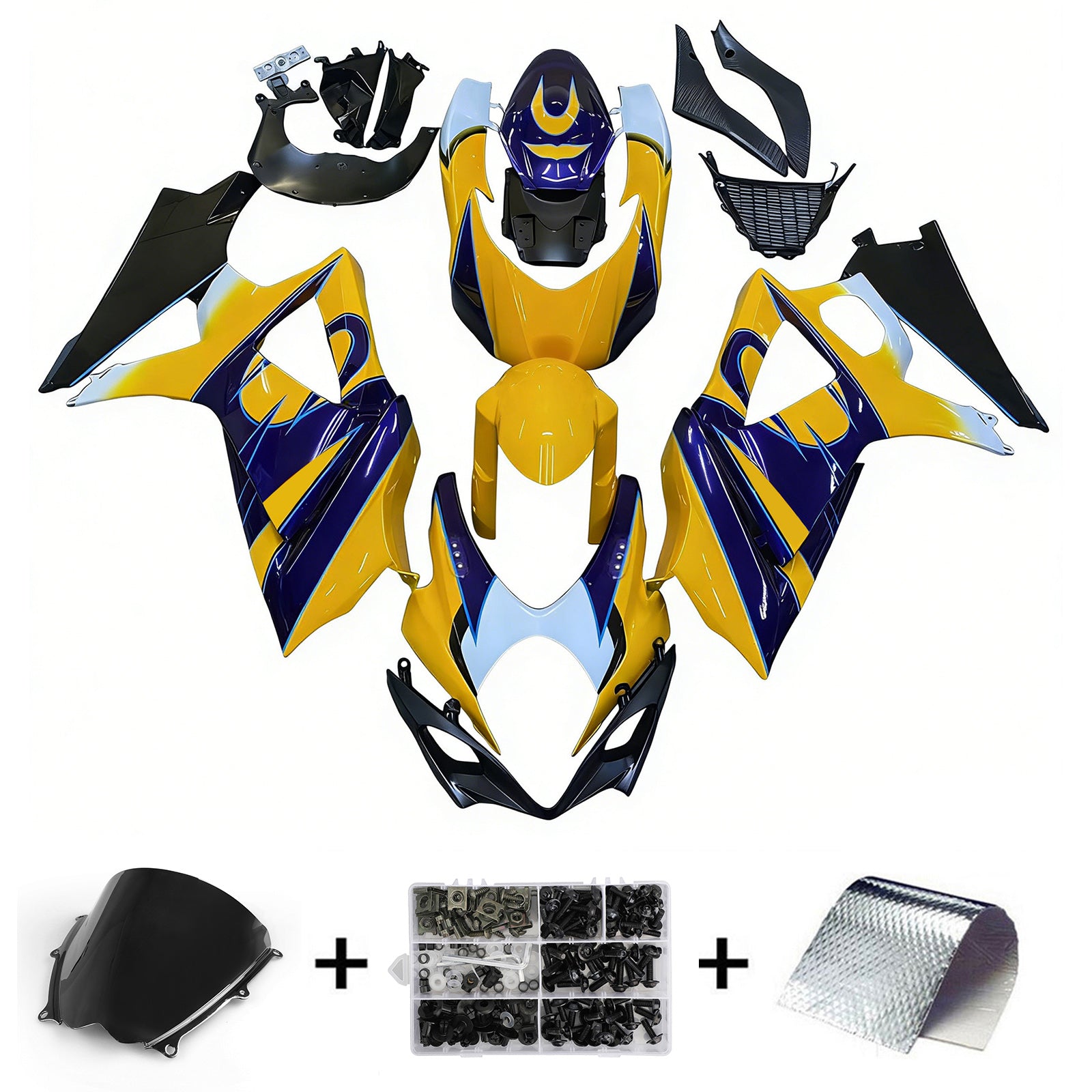 Amotopart 2007-2008 Suzuki GSXR1000 Yellow Fairing Kit