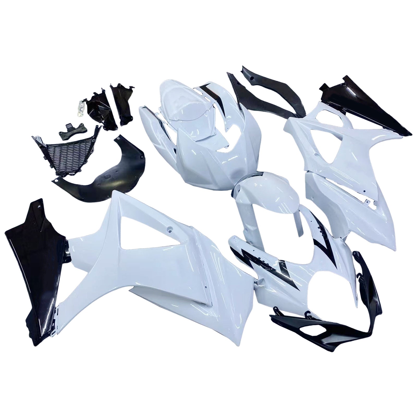 Amotopart 2007-2008 Suzuki GSXR1000 White Black Fairing Kit