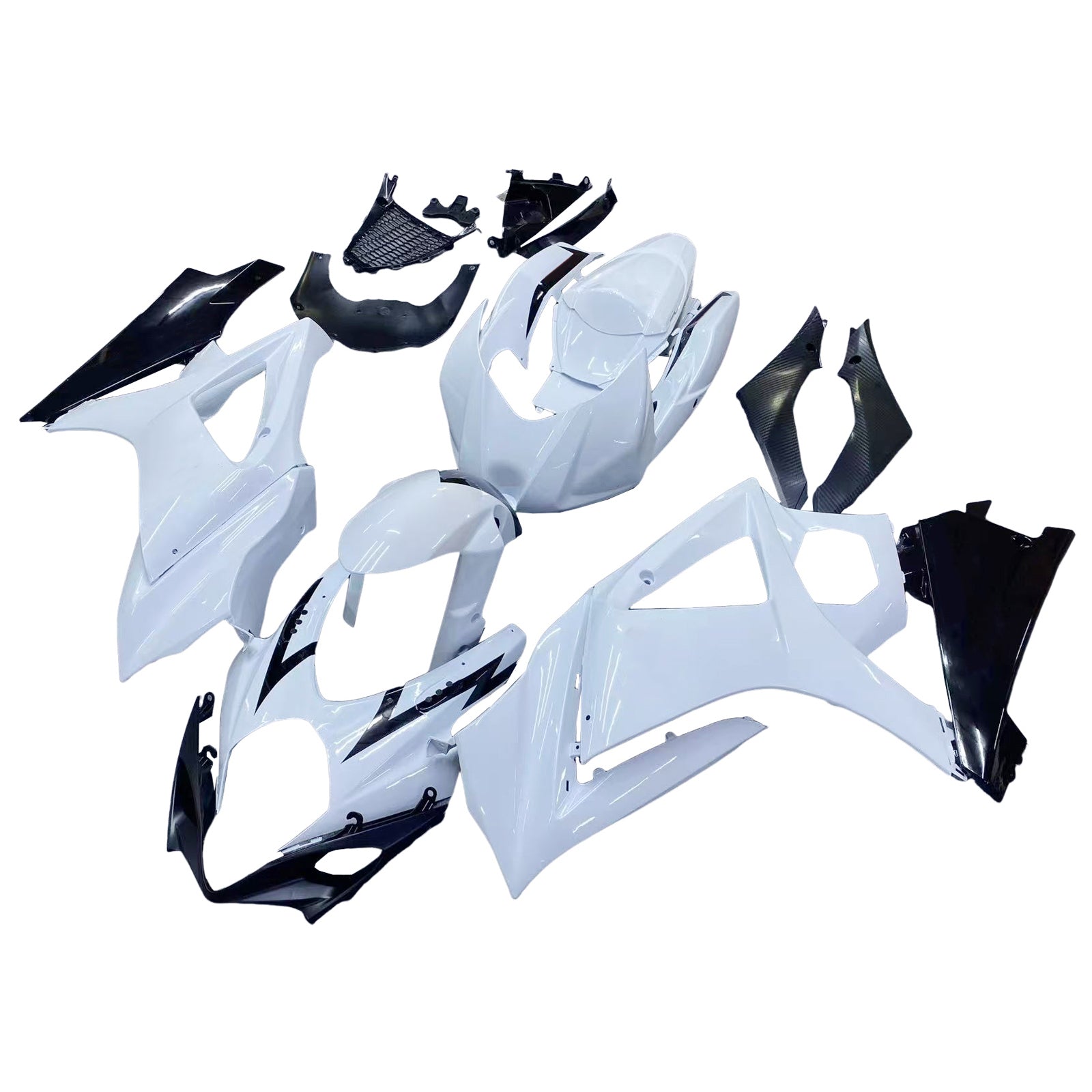 Amotopart 2007-2008 Suzuki GSXR1000 White Black Fairing Kit