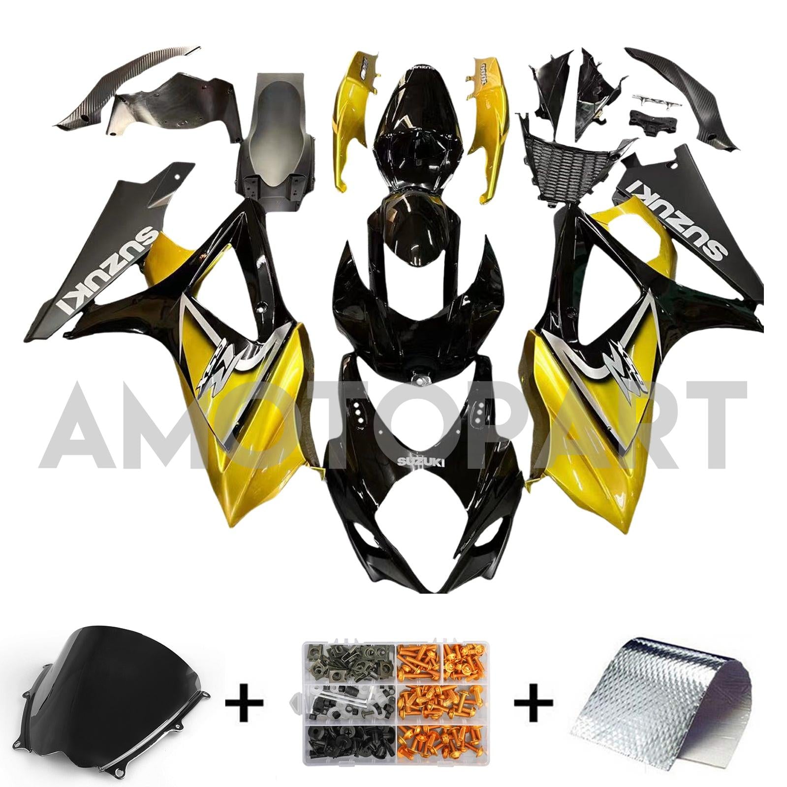 Amotopart 2007-2008 Suzuki GSXR 1000 Gold&Black Fairing Kit