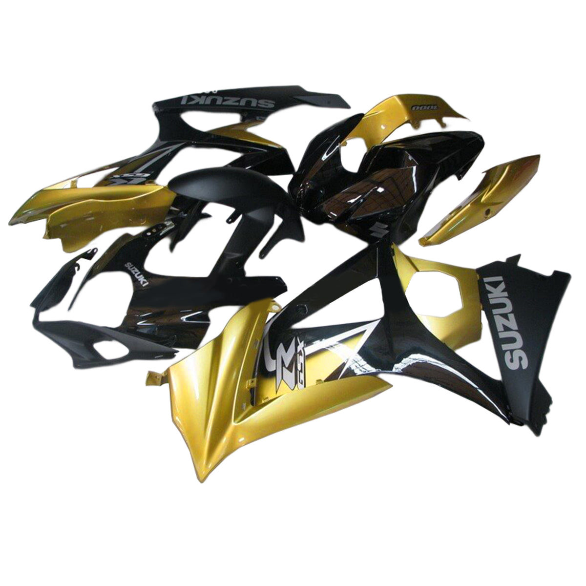 Amotopart 2007-2008 Suzuki GSXR 1000 Kit de carenado dorado y negro