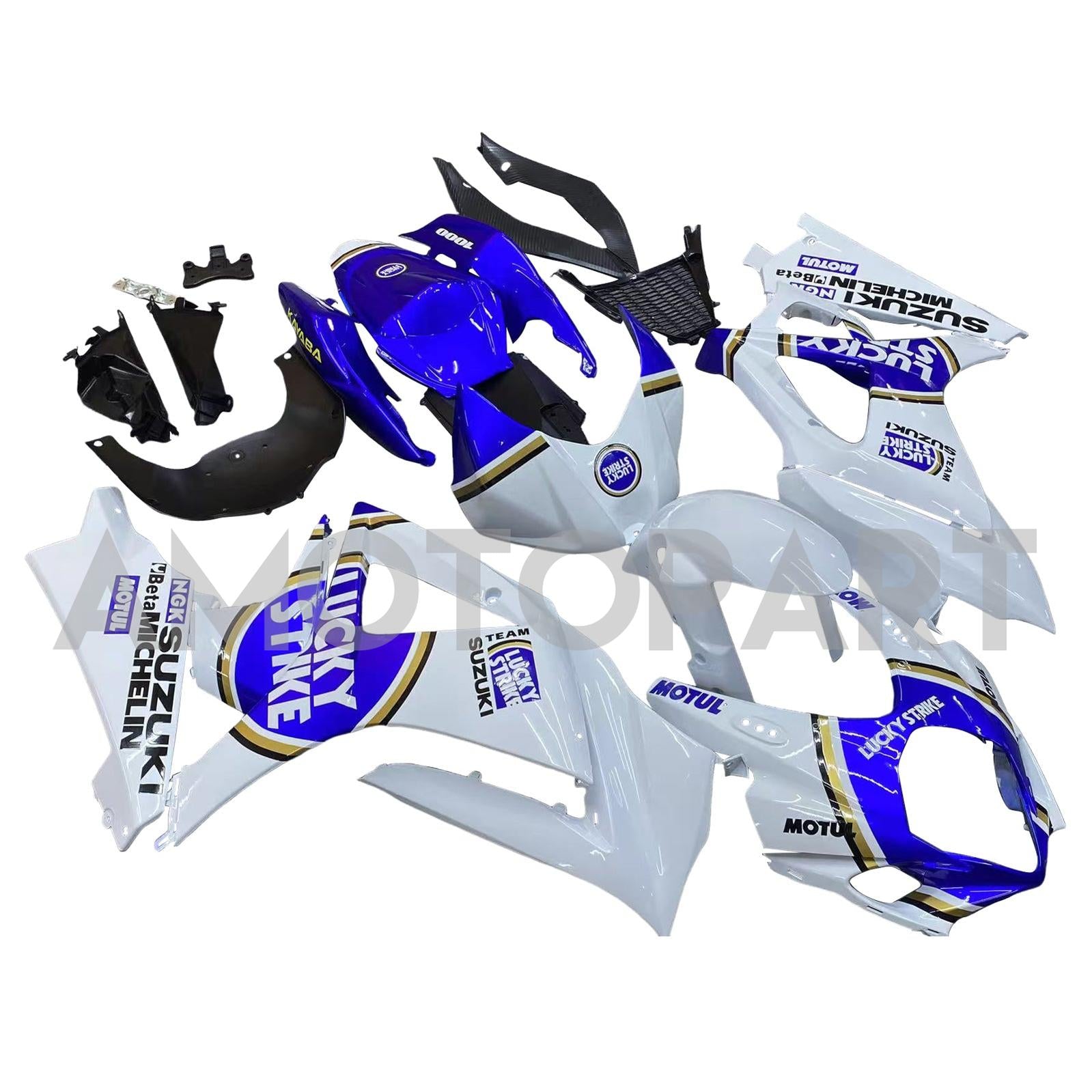 Amotopart 2007-2008 Suzuki GSXR1000 White Blue Fairing Kit