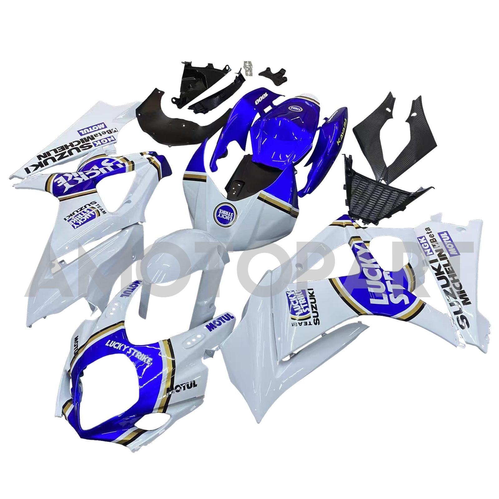 Amotopart 2007-2008 Suzuki GSXR1000 White Blue Fairing Kit