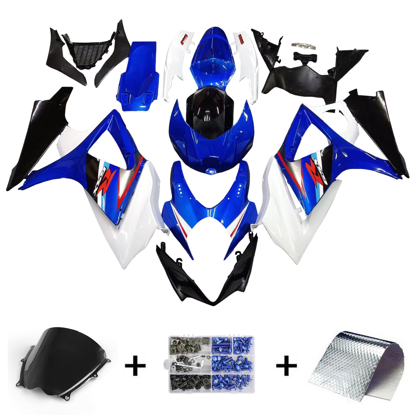 Amotopart 2007-2008 Suzuki GSXR 1000 Kit de carénage bleu