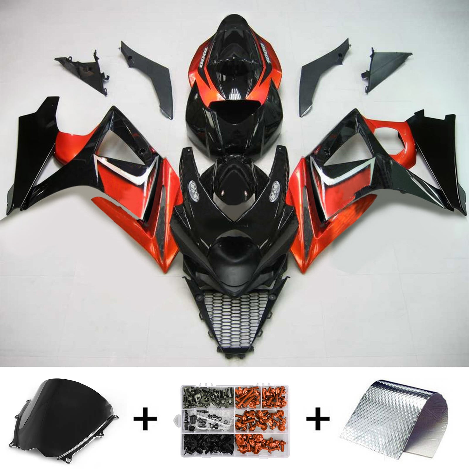 Cupolino nero Amotopart per Suzuki GSXR1000 2007-2008&FKit antincendio