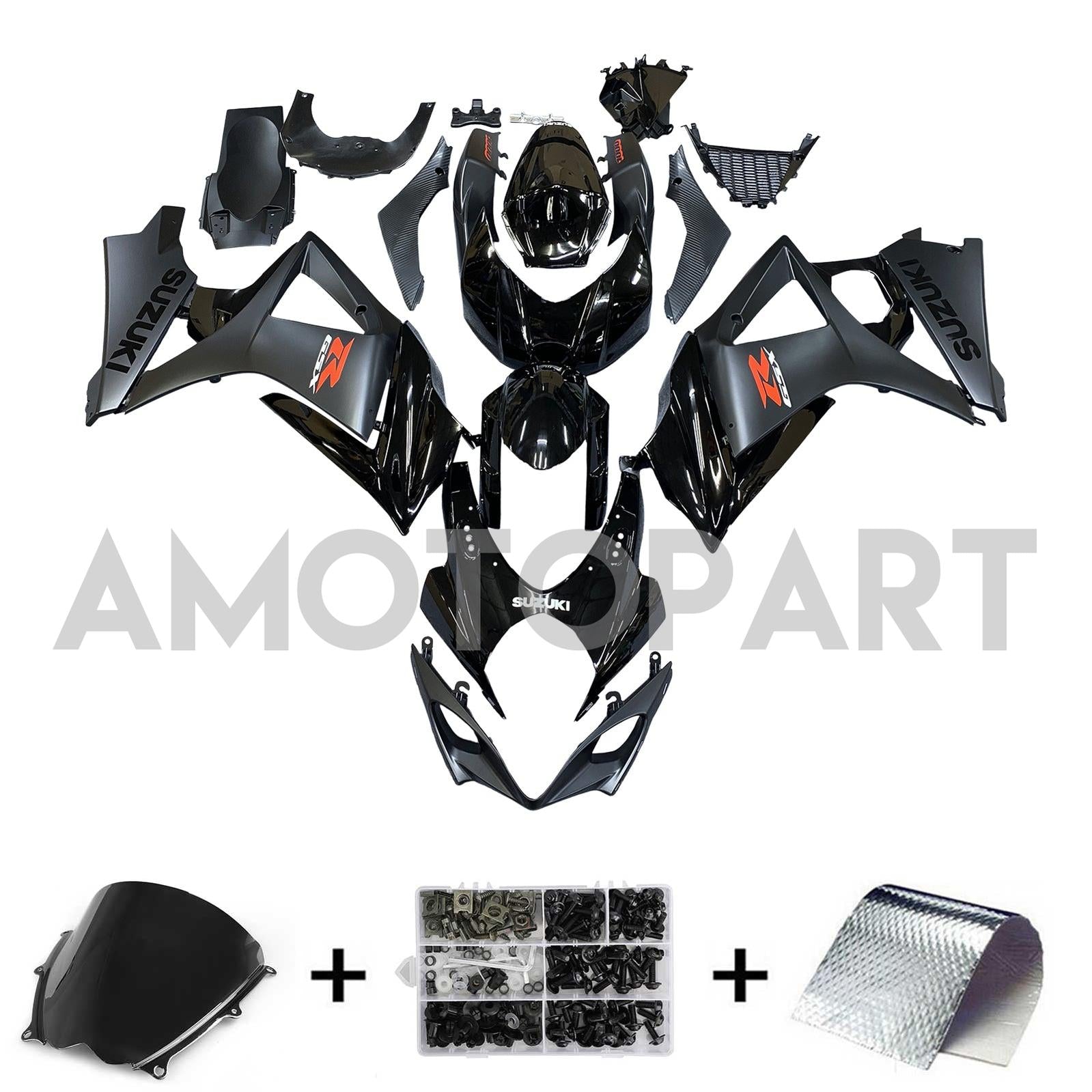 Amotopart 2007-2008 Suzuki GSXR1000 Fairing Black Style3 Kit