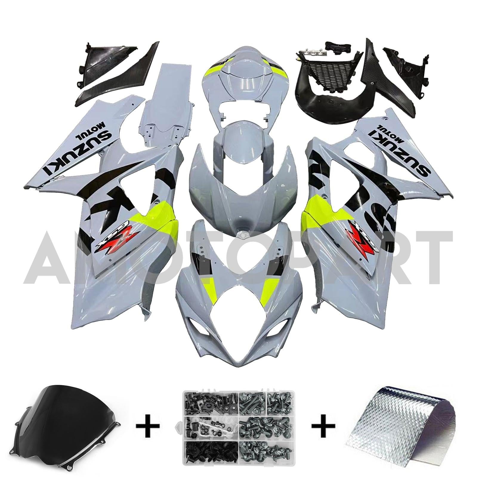 Amotopart 2007-2008 Suzuki GSXR1000 Fairing Grey Kit