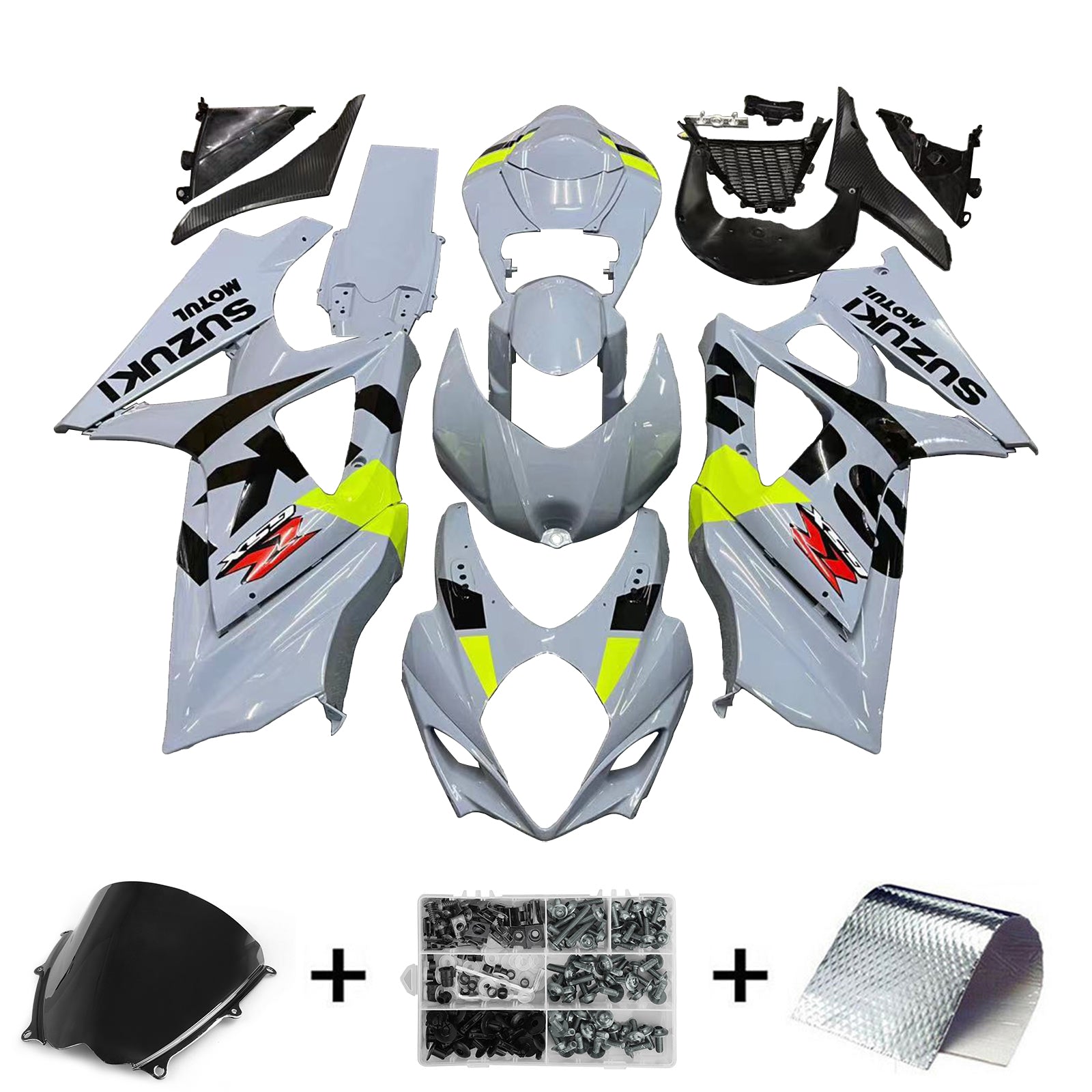 Kit de carénage gris Amotopart 2007-2008 Suzuki GSXR1000