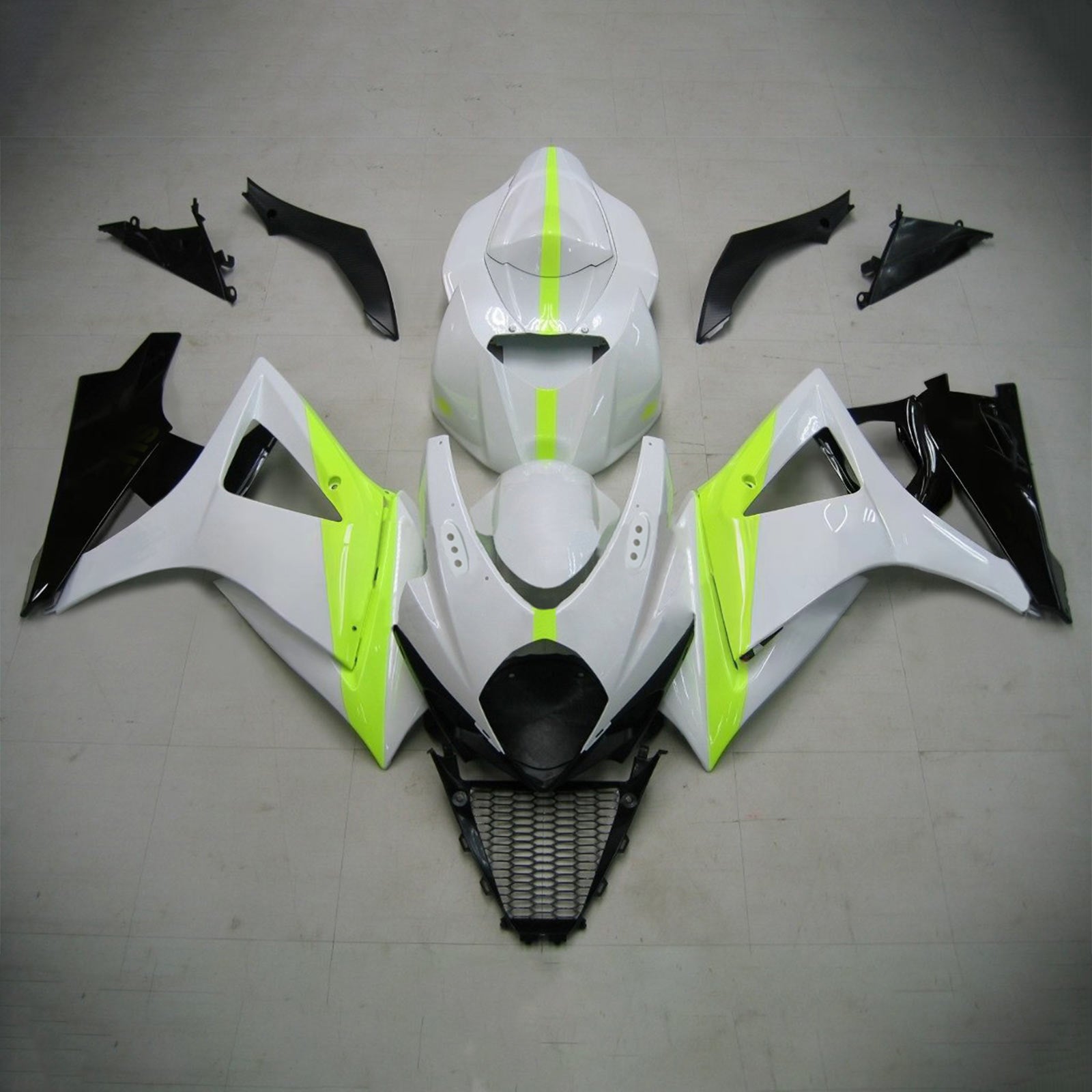 Cupolino Amotopart per Suzuki GSXR1000 2007-2008, colore bianco.&YKit giallo