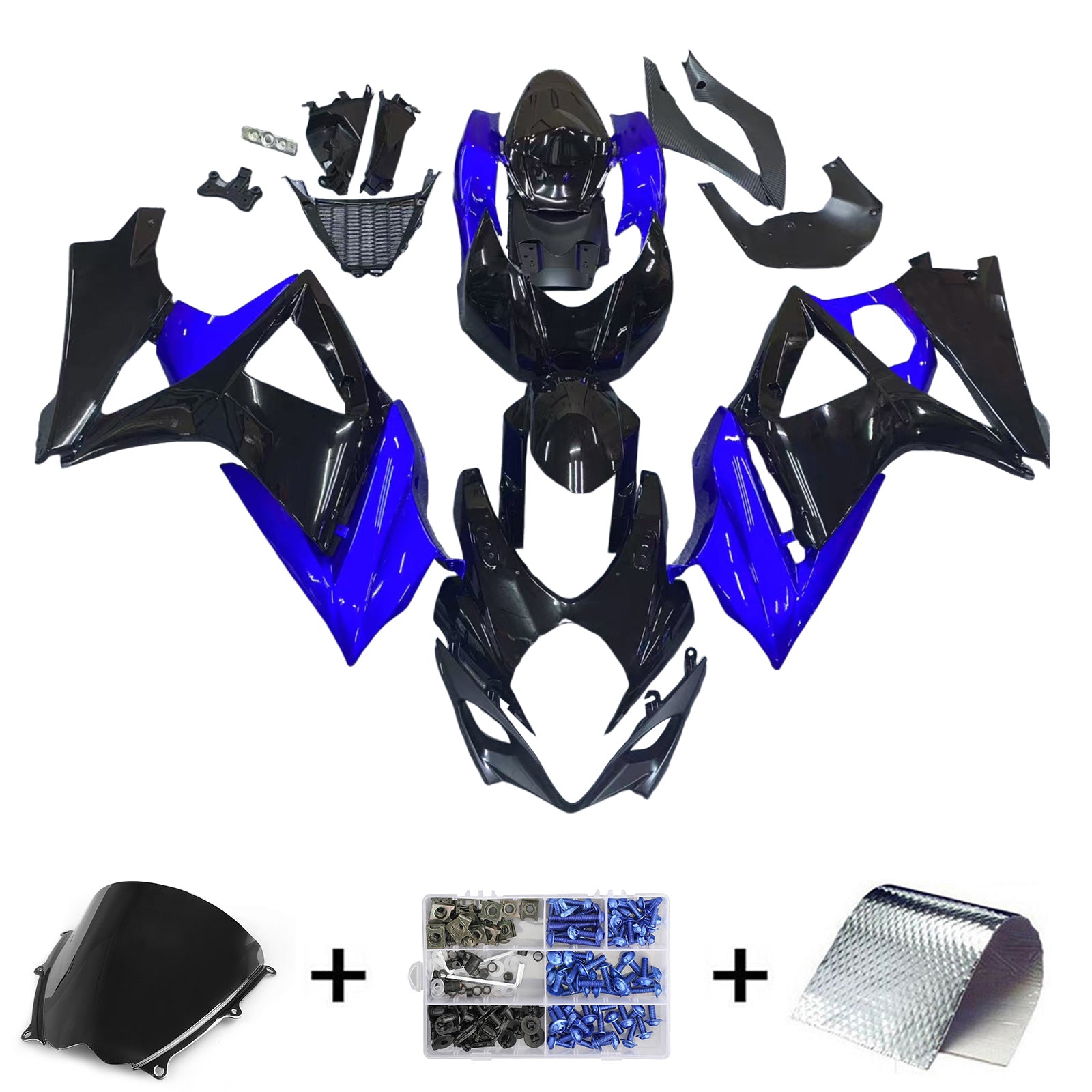 Amotopart 2007-2008 Suzuki GSXR1000 Fairing Blue&Black Kit