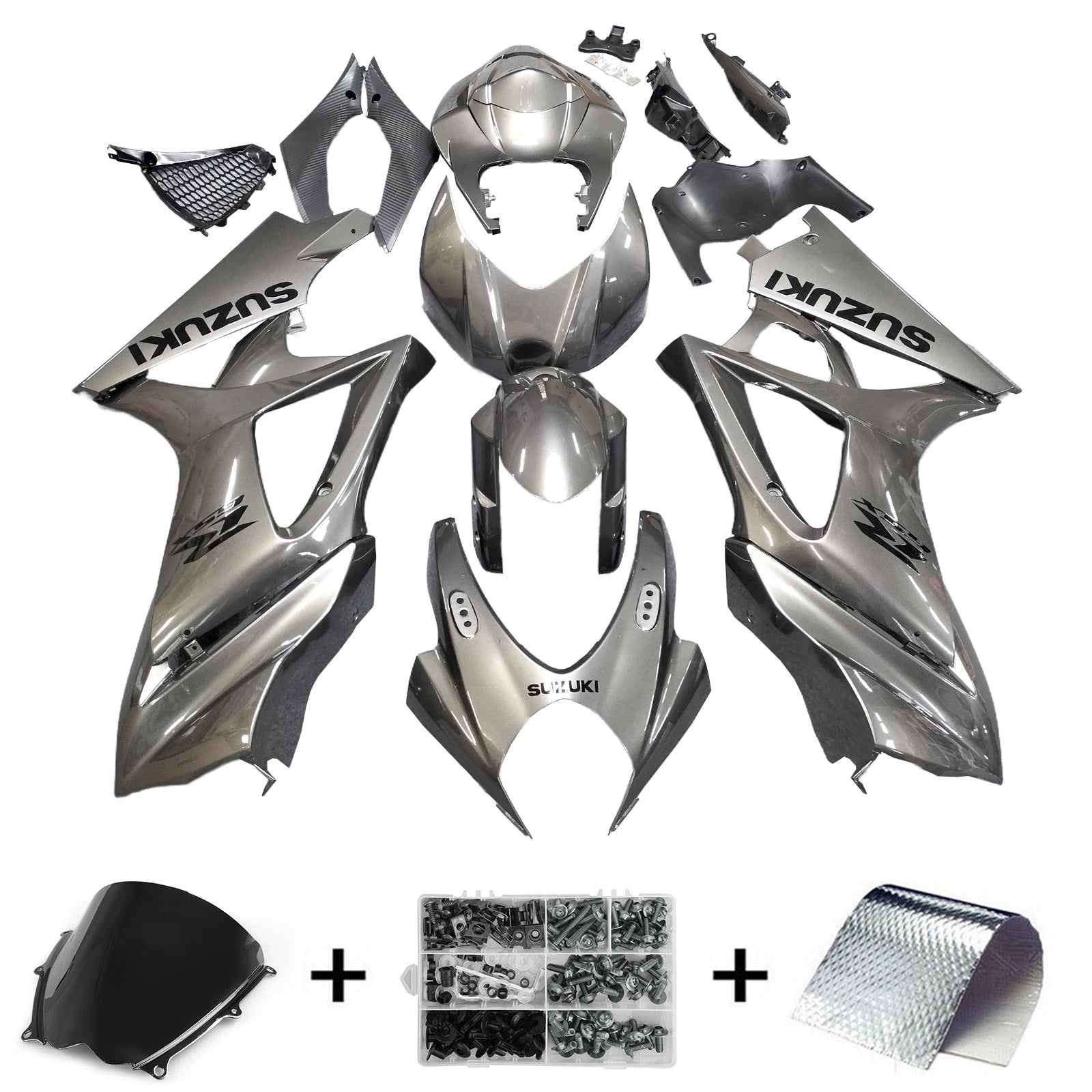 Amotopart 2007-2008 Suzuki GSXR1000 Kit de carenado gris ébano