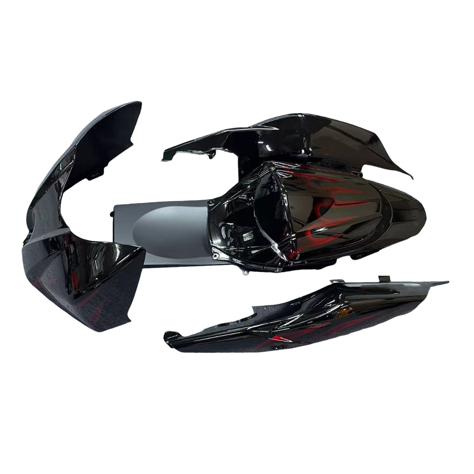 Amotopart 2007-2008 Suzuki GSXR1000 Fairing Black&Red Fire Kit