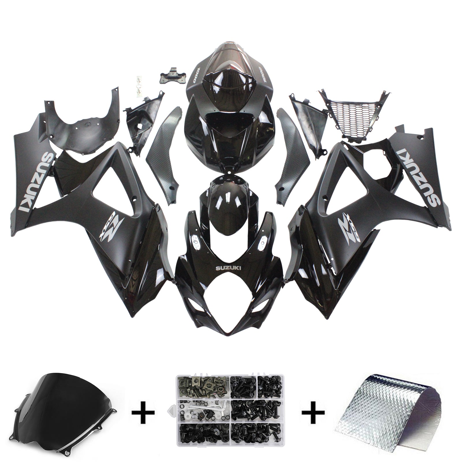 Amotopart 2007-2008 Suzuki GSXR1000 Fairing Black Style1 Kit