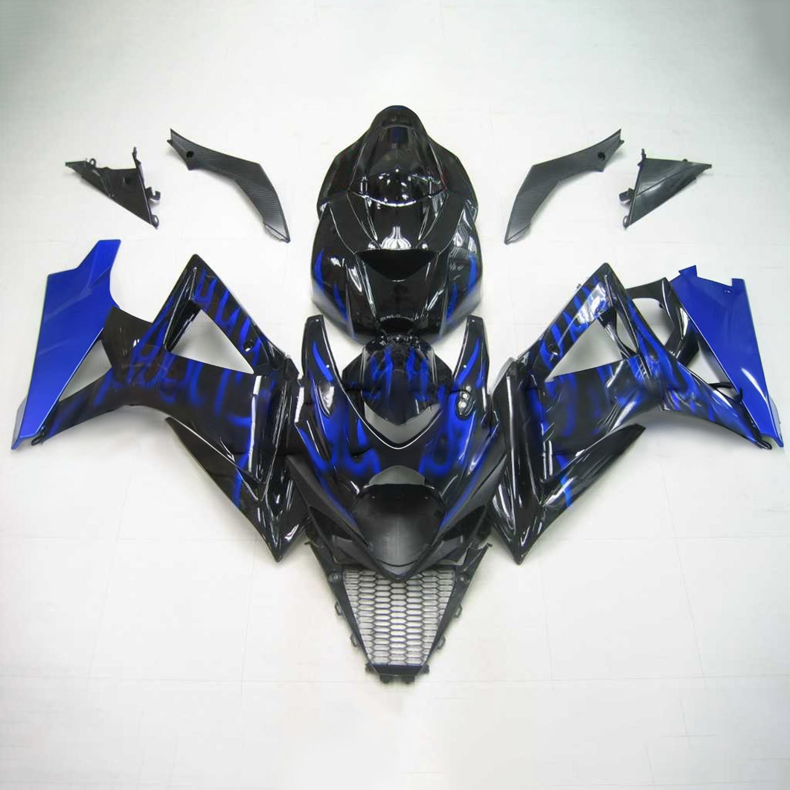 Cupolino nero Amotopart per Suzuki GSXR1000 2007-2008&BKit per il fuoco blu