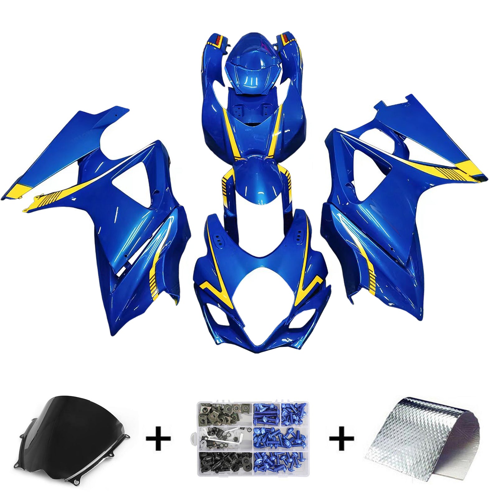 Carénage Amotopart Suzuki GSXR1000 2007-2008 Bleu&Kit jaune