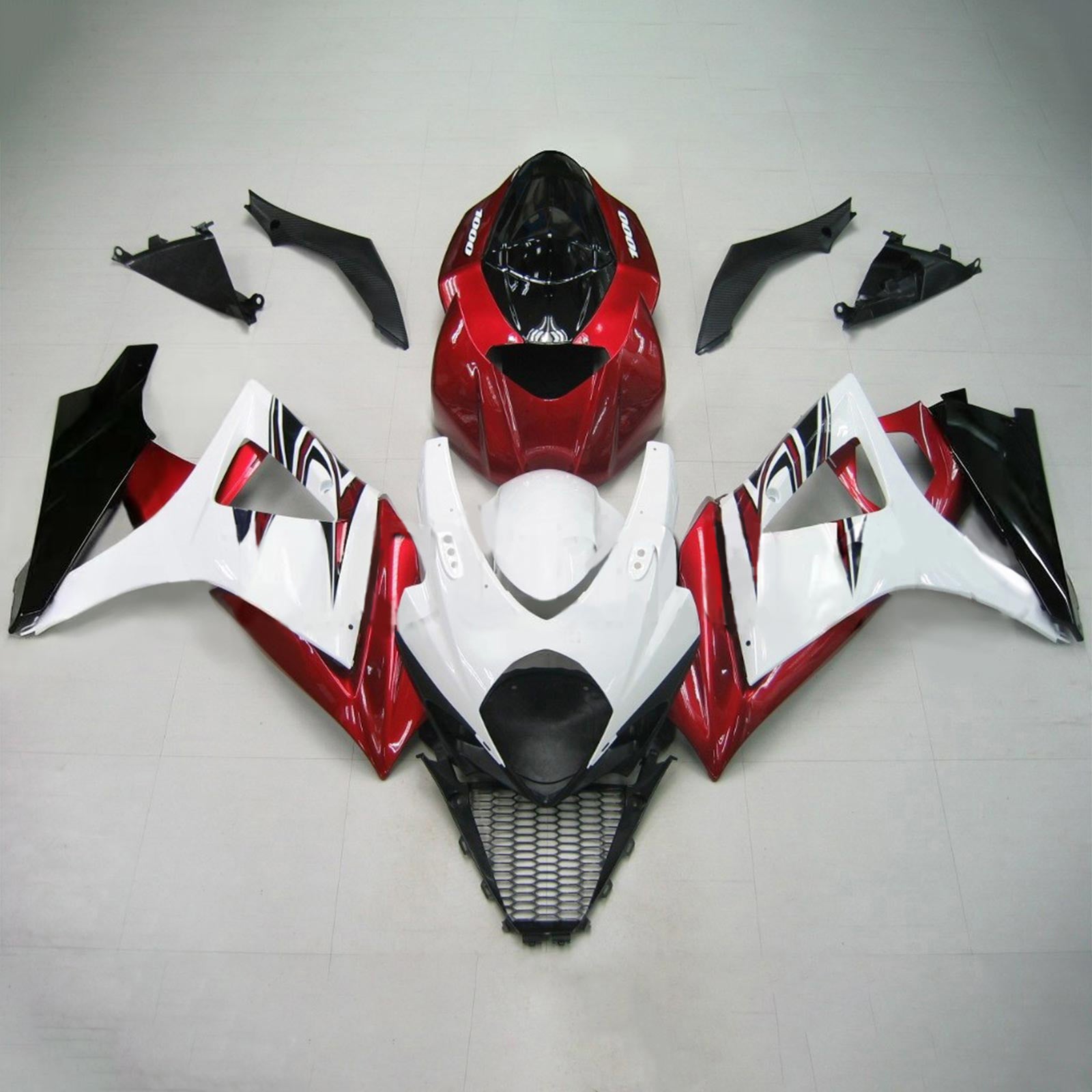 Cupolino rosso Amotopart per Suzuki GSXR1000 2007-2008&WKit bianco