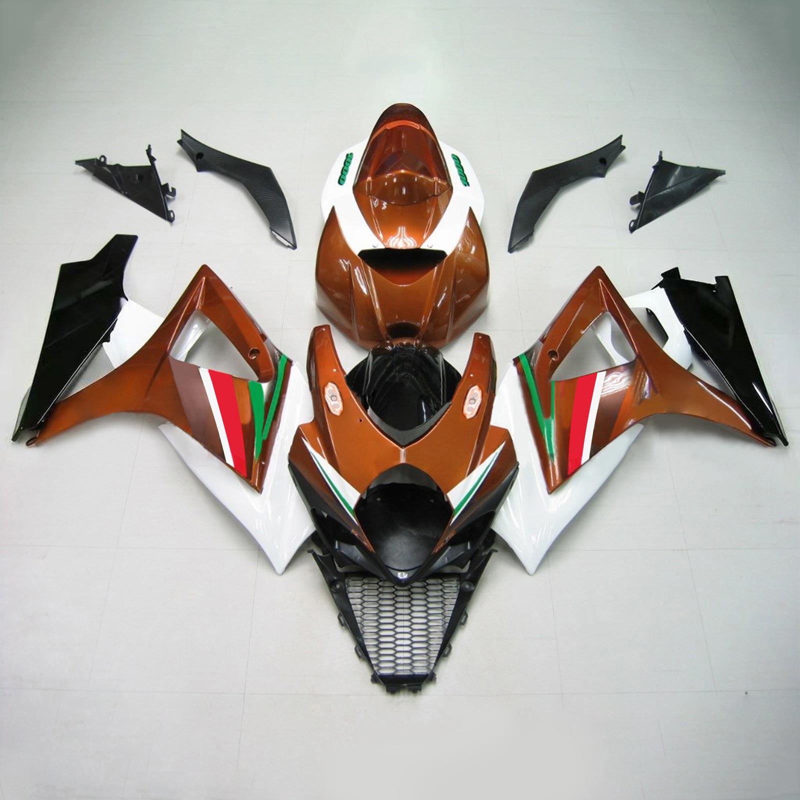 Cupolino Amotopart per Suzuki GSXR1000 2007-2008, colore marrone.&GKit verde