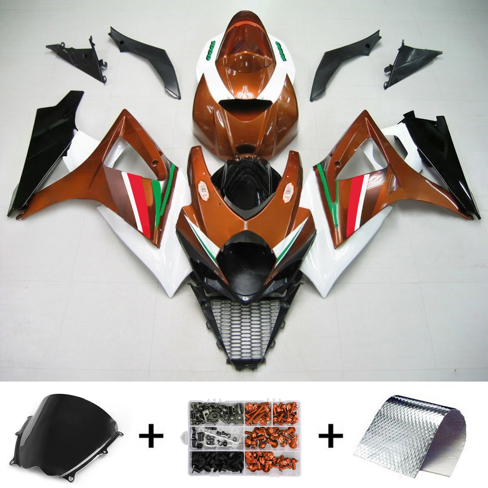 Cupolino Amotopart per Suzuki GSXR1000 2007-2008, colore marrone.&GKit verde