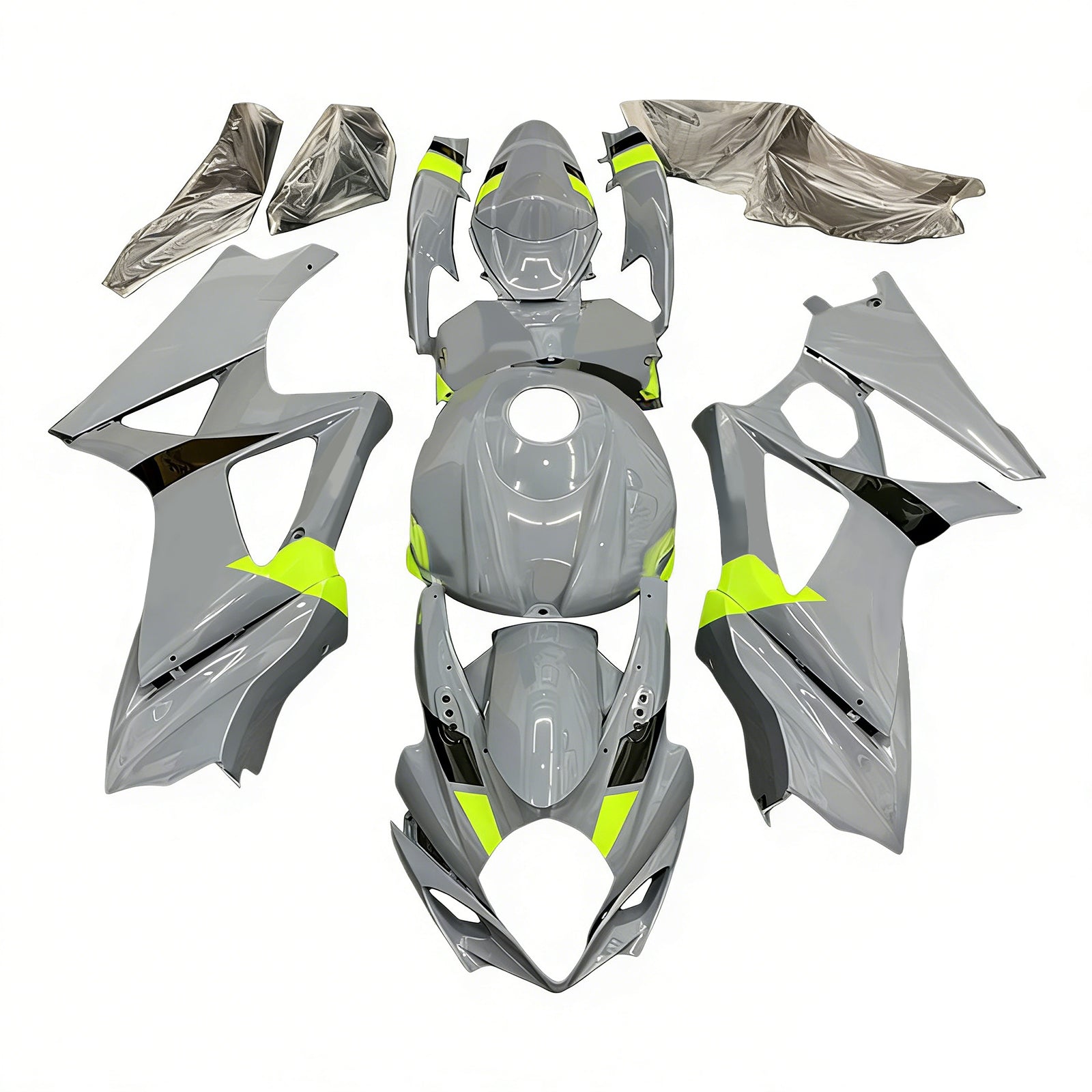 Amotopart 2007-2008 Suzuki GSXR1000 K7 Gray & Yellow Style3 Fairing Kit