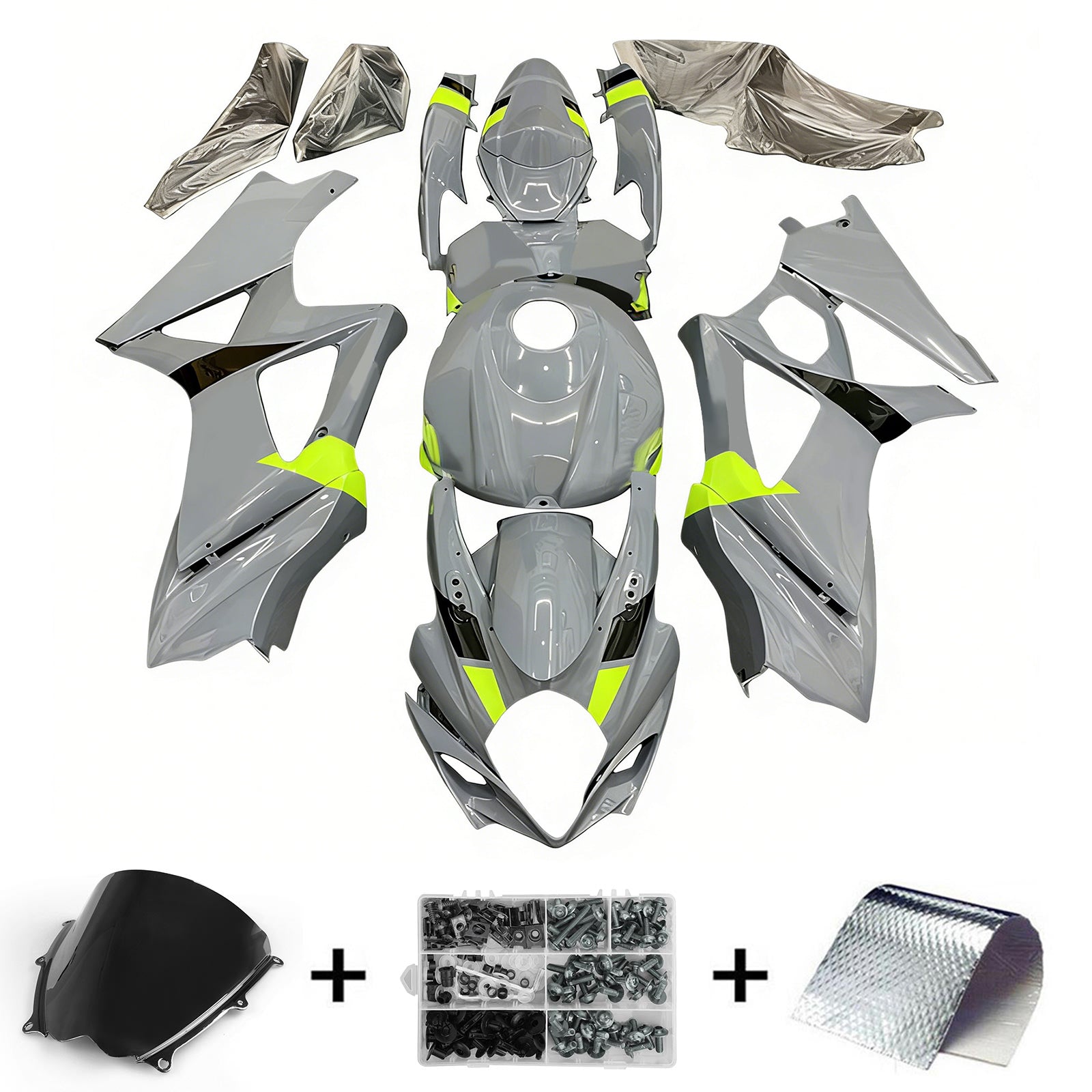 Amotopart 2007-2008 Suzuki GSXR1000 K7 Gray & Yellow Style3 Fairing Kit