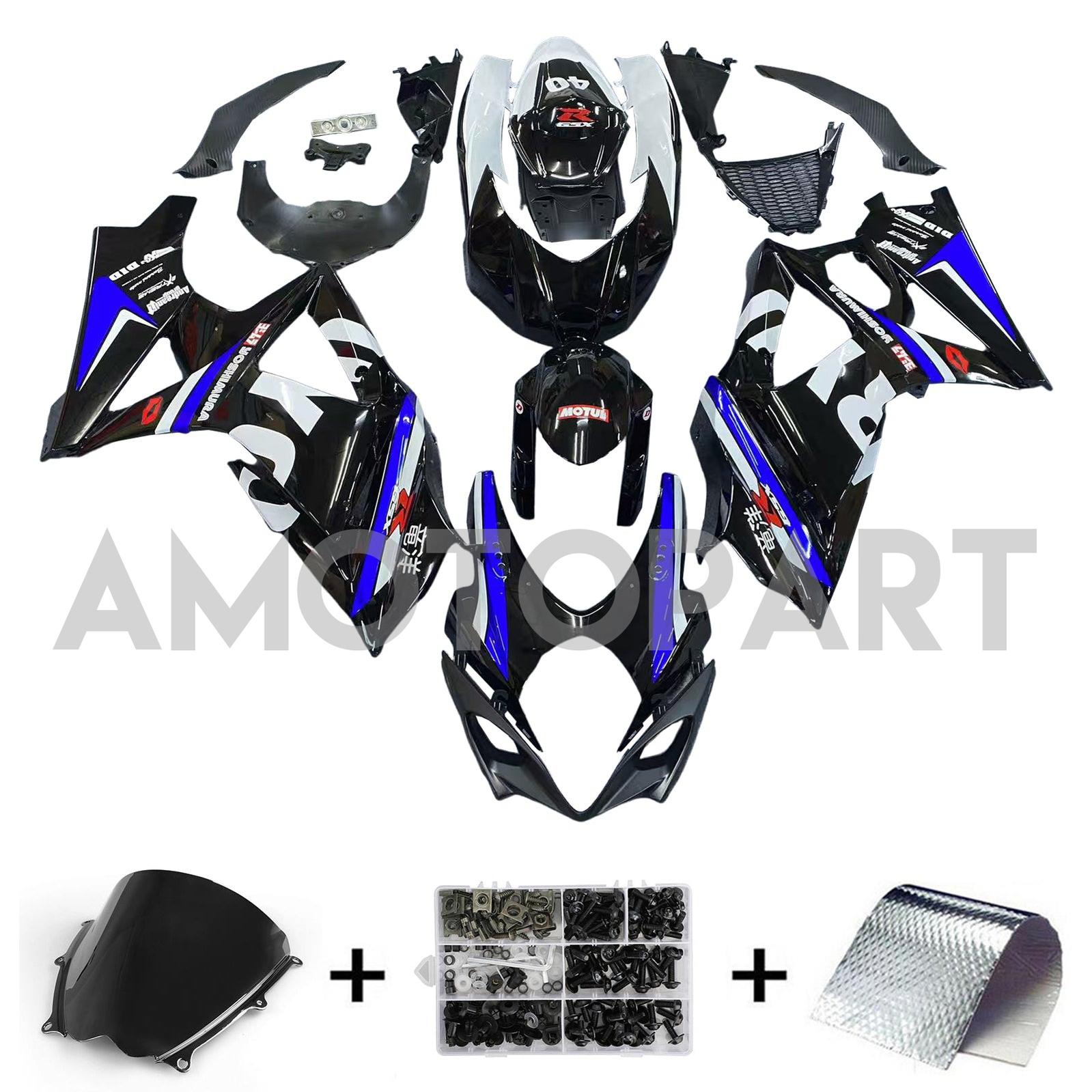 Amotopart 2007-2008 Suzuki GSXR1000 K7 Black&Blue Fairing Kit