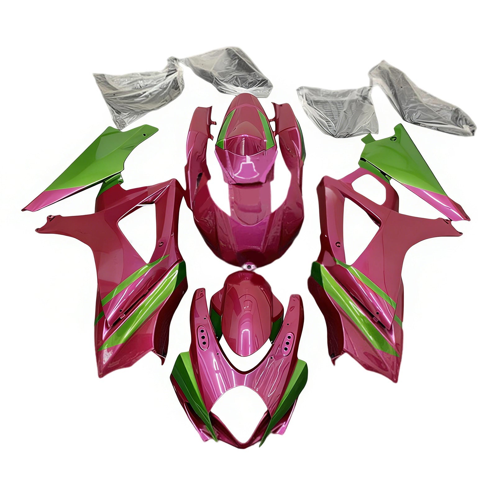 Amotopart 2007-2008 Kit carena Suzuki GSXR1000 K7 rosa e verde