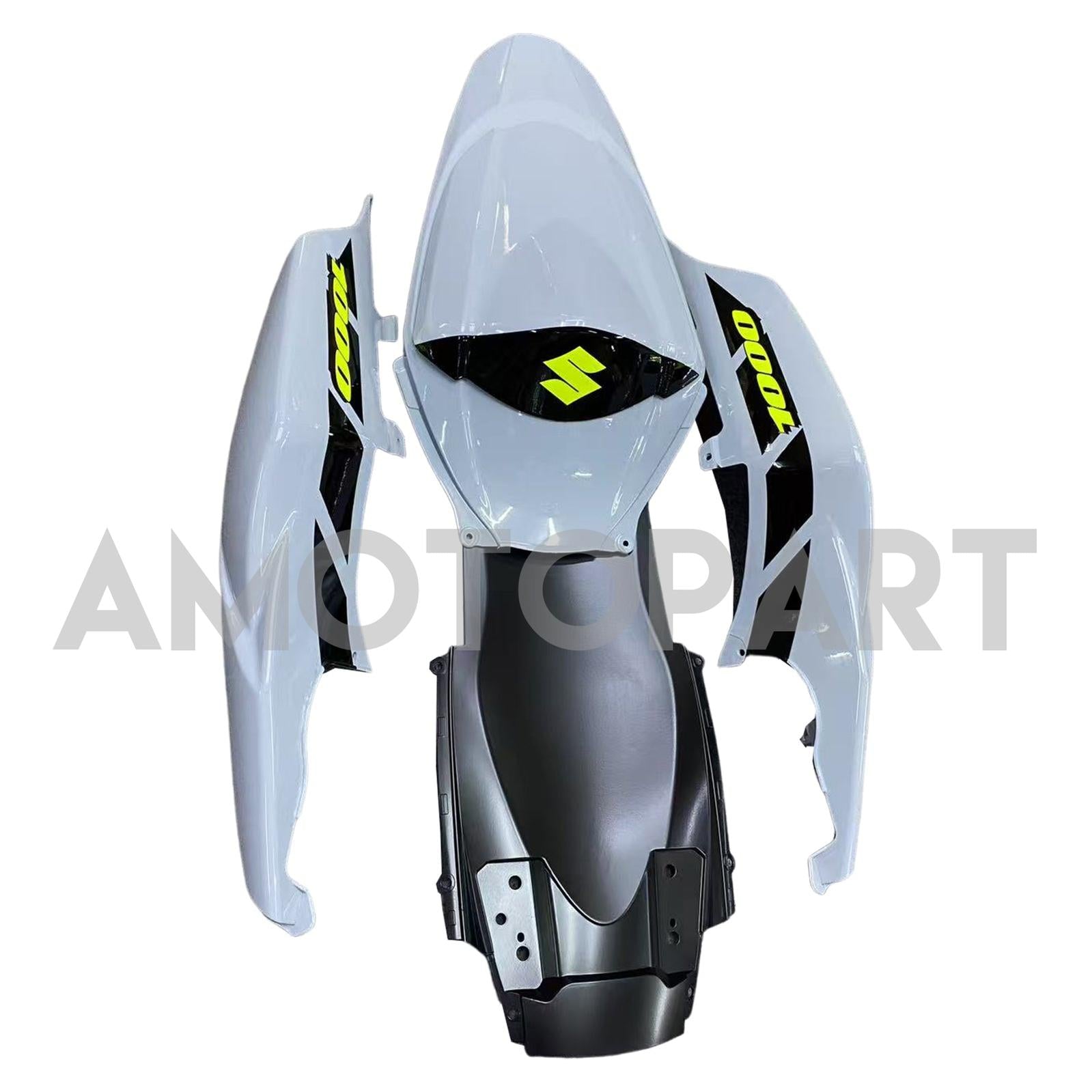 Amotopart 2007–2008 Suzuki GSXR1000 K7, Grau&Gelbes Style1-Verkleidungskit