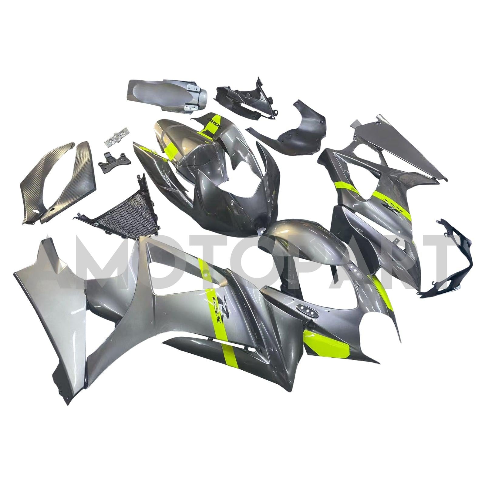 Amotopart 2007–2008 Suzuki GSXR1000 K7, Grau&Gelbes Style2-Verkleidungskit