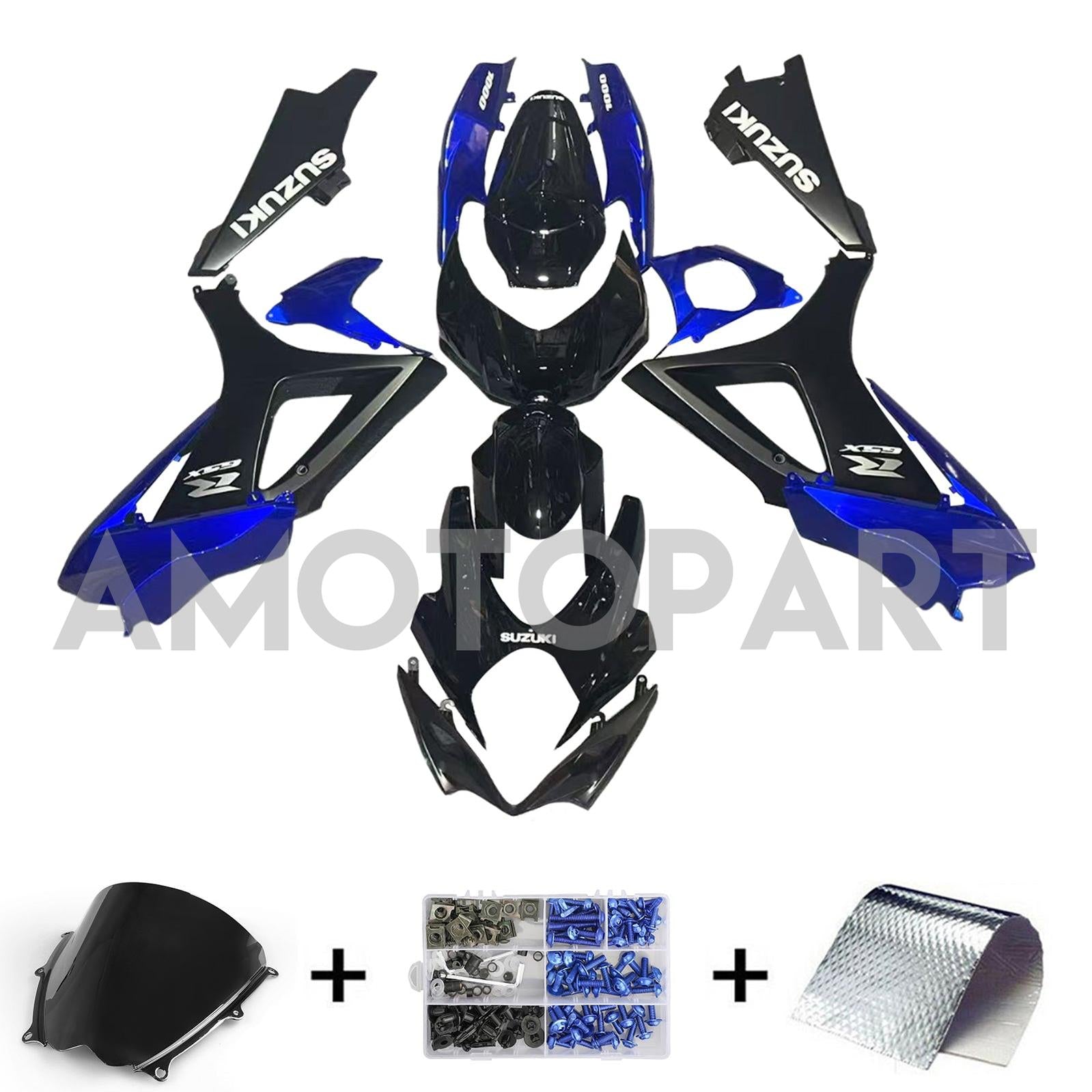 Amotopart 2007-2008 K7 GSXR1000 Suzuki Blue & Black Style1 Kit de carenagem