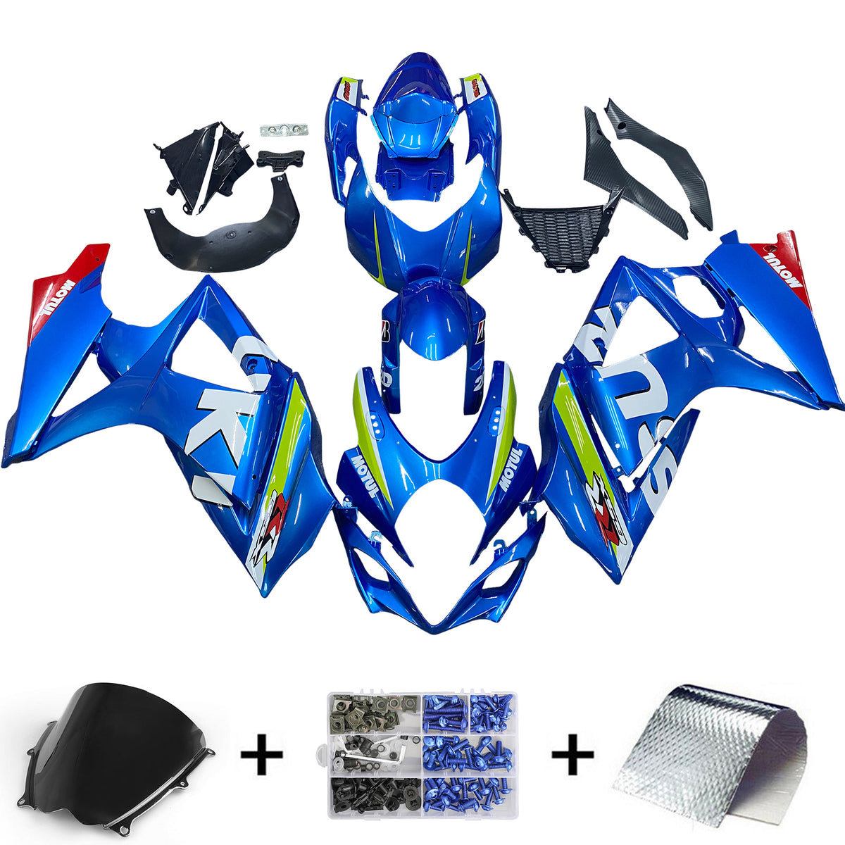 Amotopart 2007-2008 K7 GSXR1000 Suzuki Kit de carénage bleu et vert