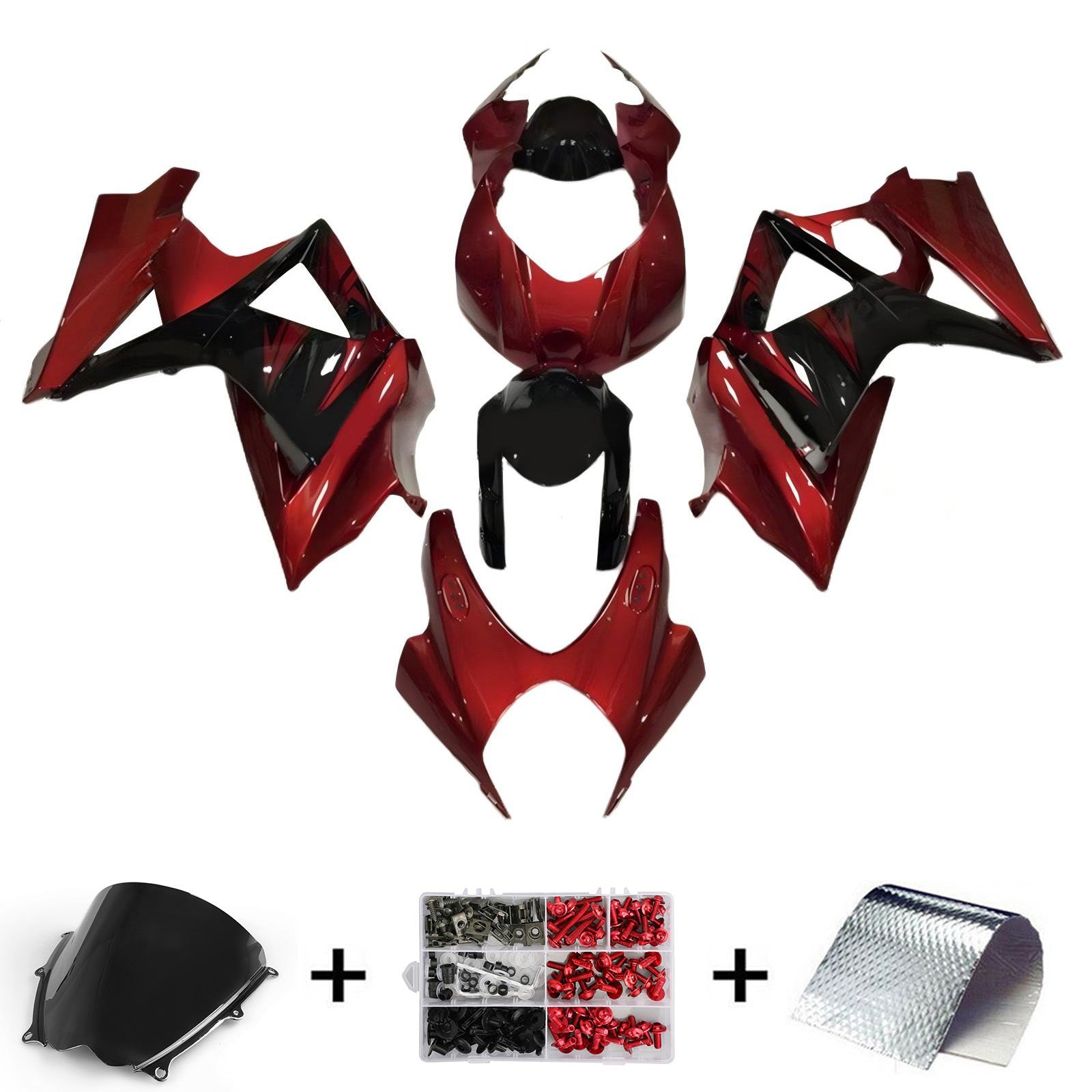 Amotopart 2007-2008 Suzuki GSXR1000 Kit de carenado rojo negro