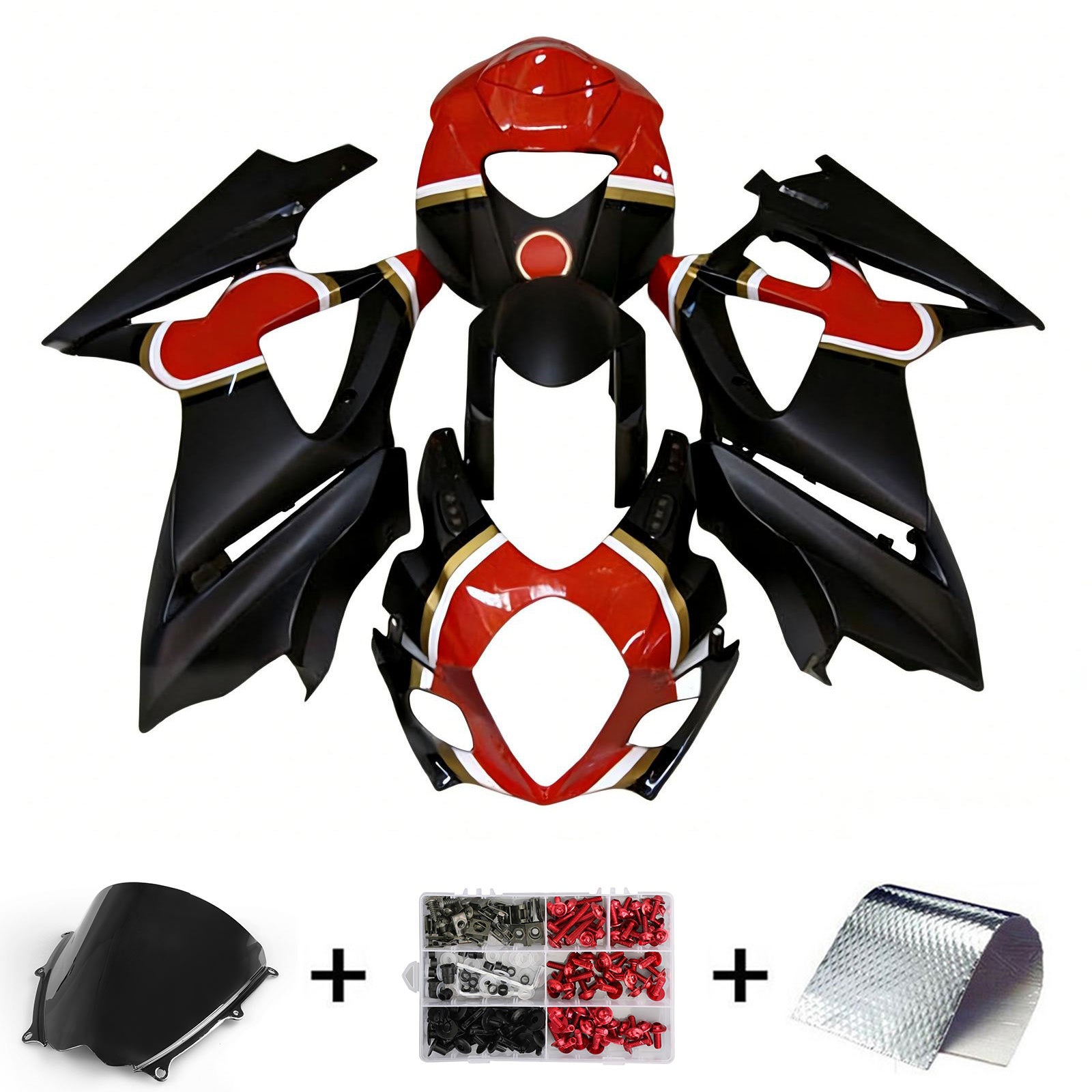 Amotopart 2007-2008 K7 GSXR1000 Suzuki Rosso e Nero Style2 Kit carenatura