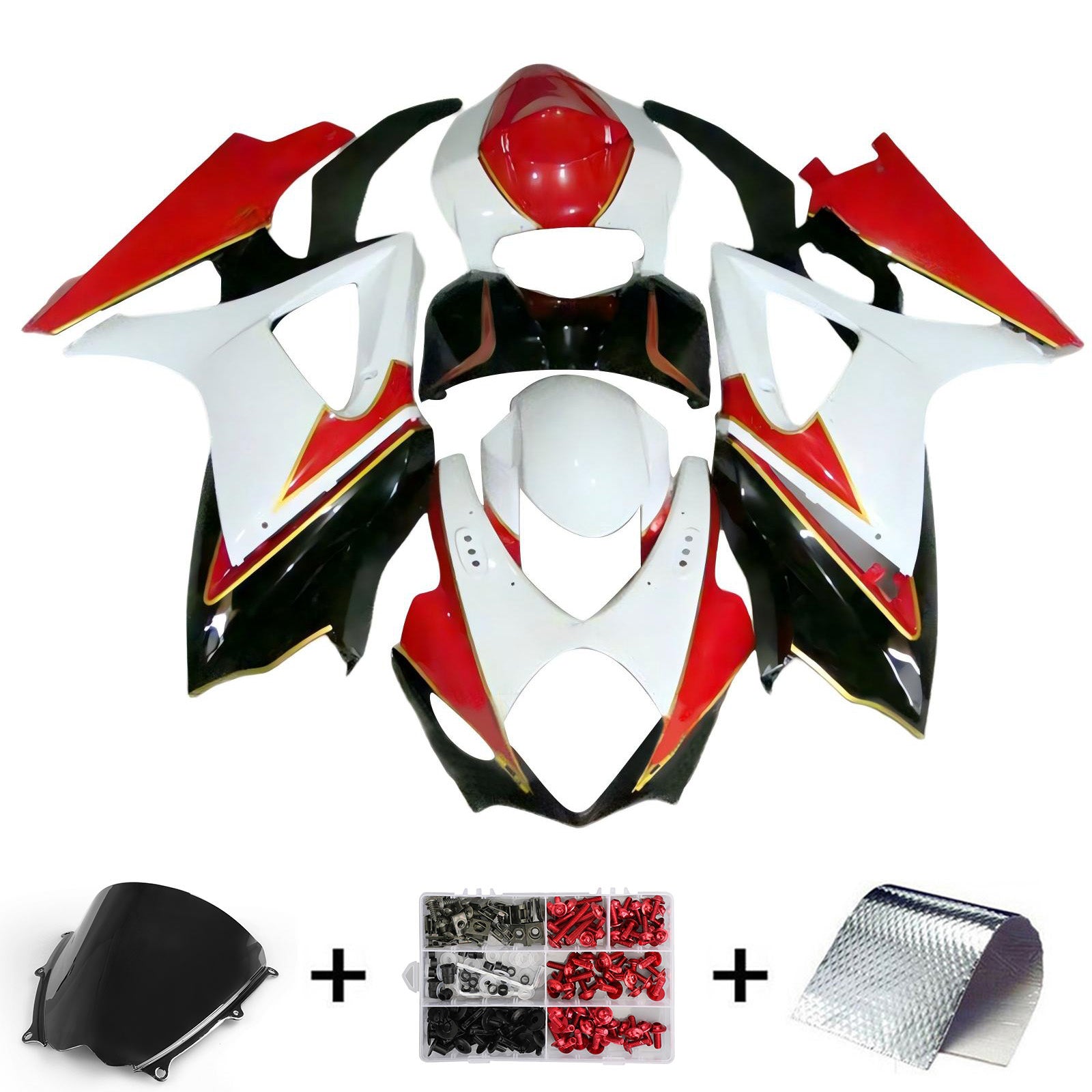 Amotopart 2007-2008 K7 GSXR1000 Suzuki Rosso e Bianco Style2 Kit carenatura