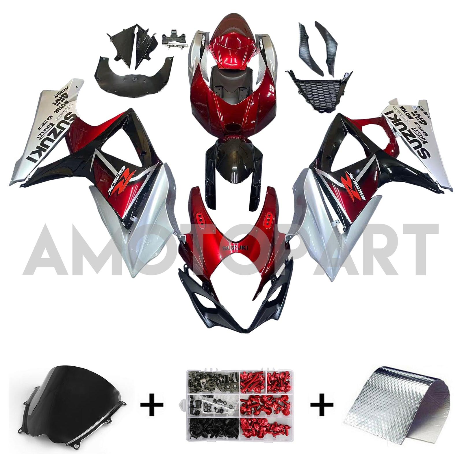 Amotopart 2007-2008 K7 GSXR1000 Suzuki Red&Silver Fairing Kit