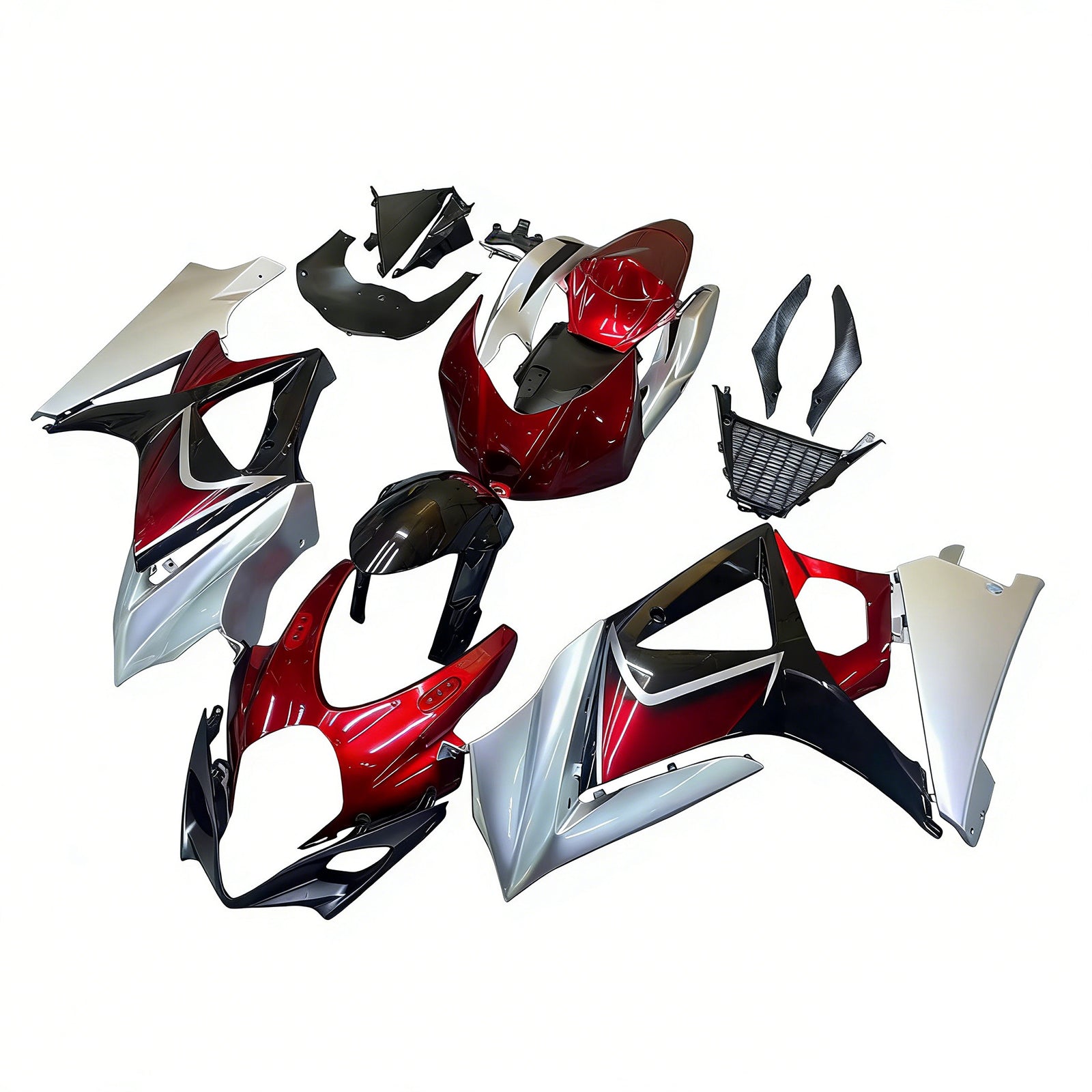 Amotopart 2007-2008 K7 GSXR1000 Suzuki Red&Silver Fairing Kit