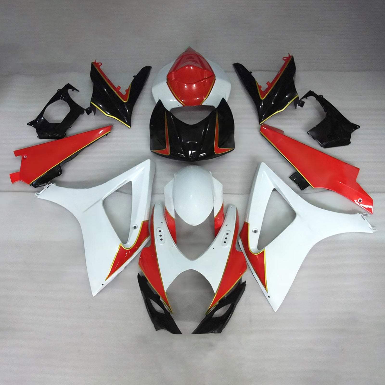 Amotopart 2007-2008 Suzuki GSXR1000 White Red Black Fairing Kit