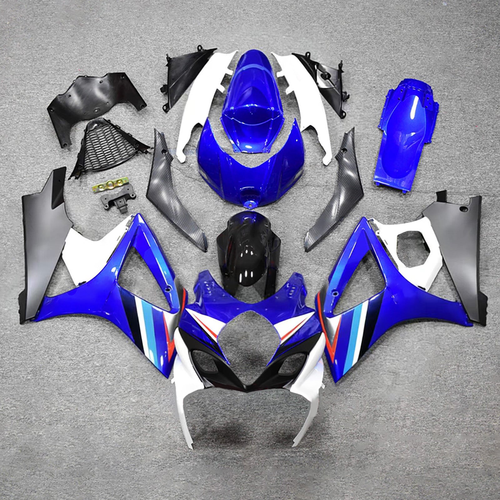 Amotopart 2007-2008 Suzuki GSXR1000 Blue Black White Fairing Kit