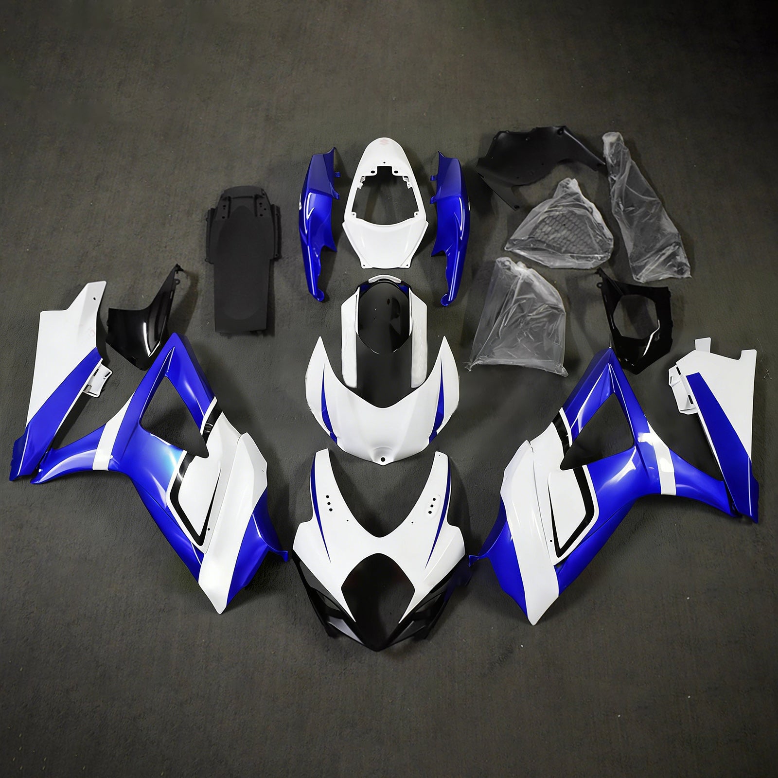 Amotopart 2007-2008 Suzuki GSXR1000 Blue White Fairing Kit