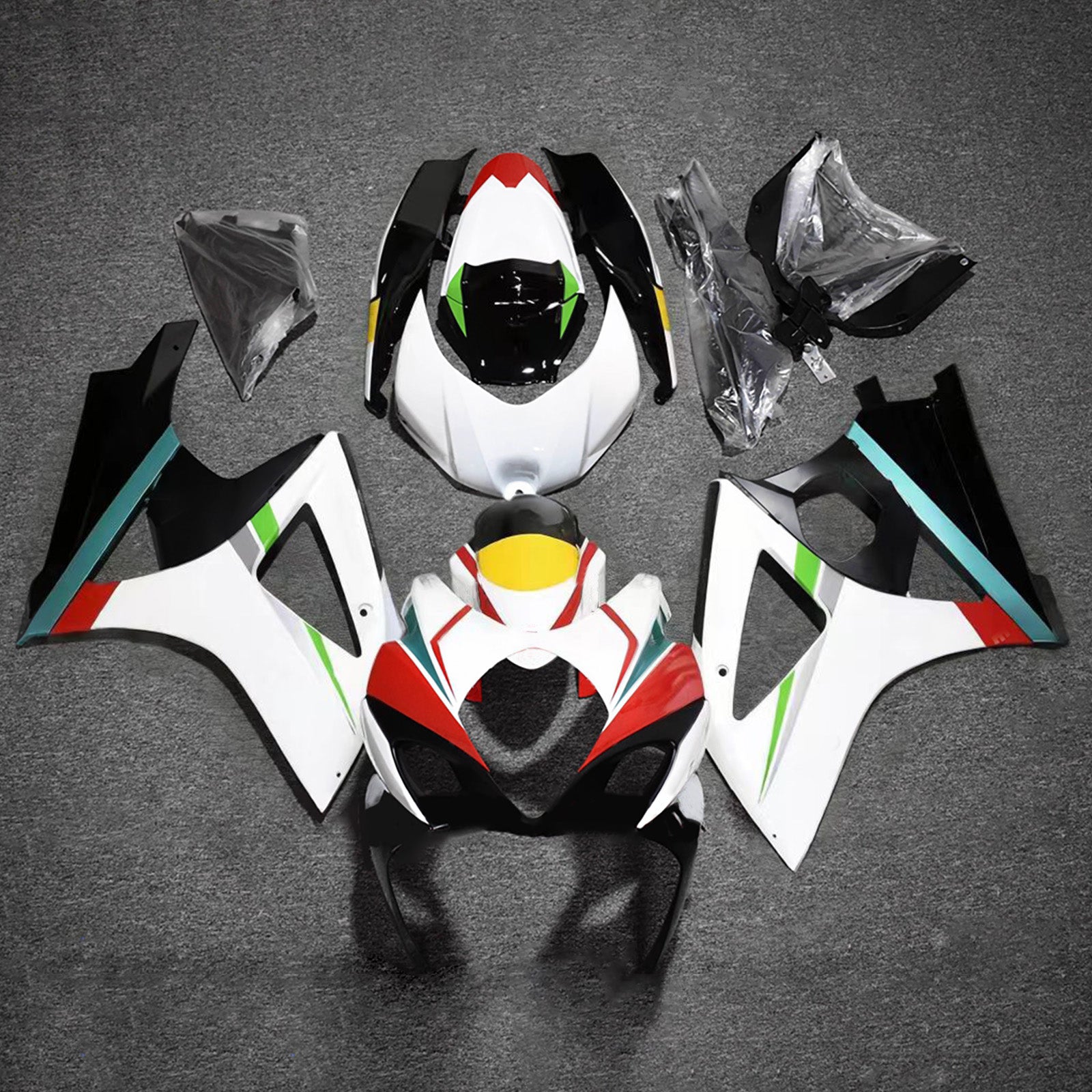 Amotopart 2007-2008 Suzuki GSXR1000 White Black Red Fairing Kit