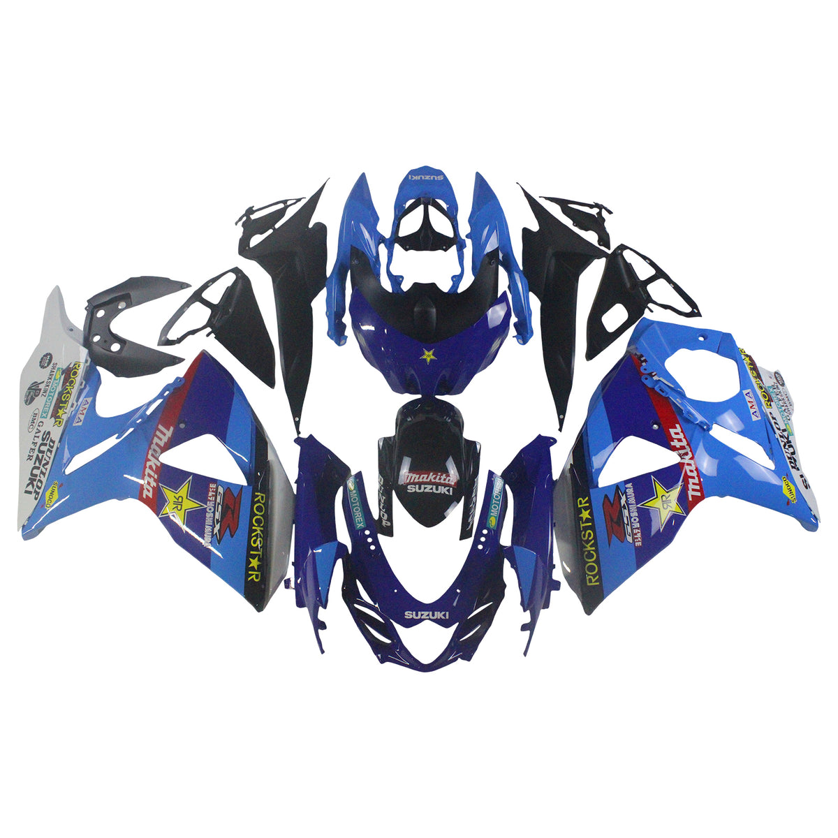 Amotopart 2009-2016 Suzuki GSXR1000 Fairing Multi Blue&Red Kit